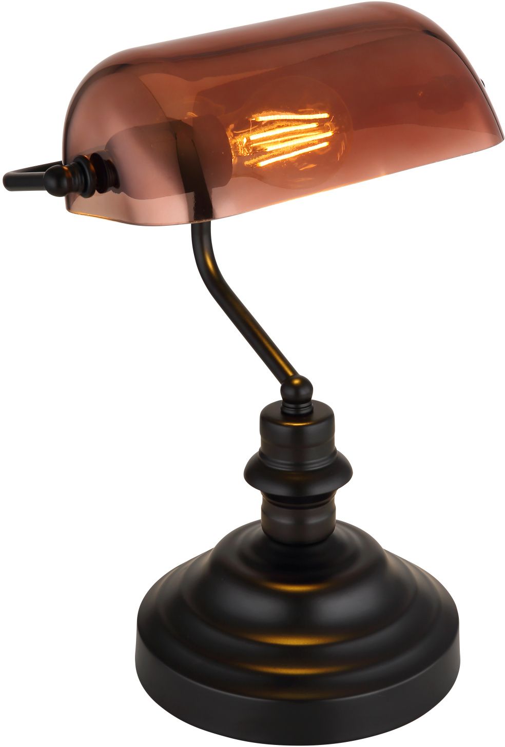 Globo Lighting Antique stolová lampa 1x60 W čierna-priehľadná-medená 2491C