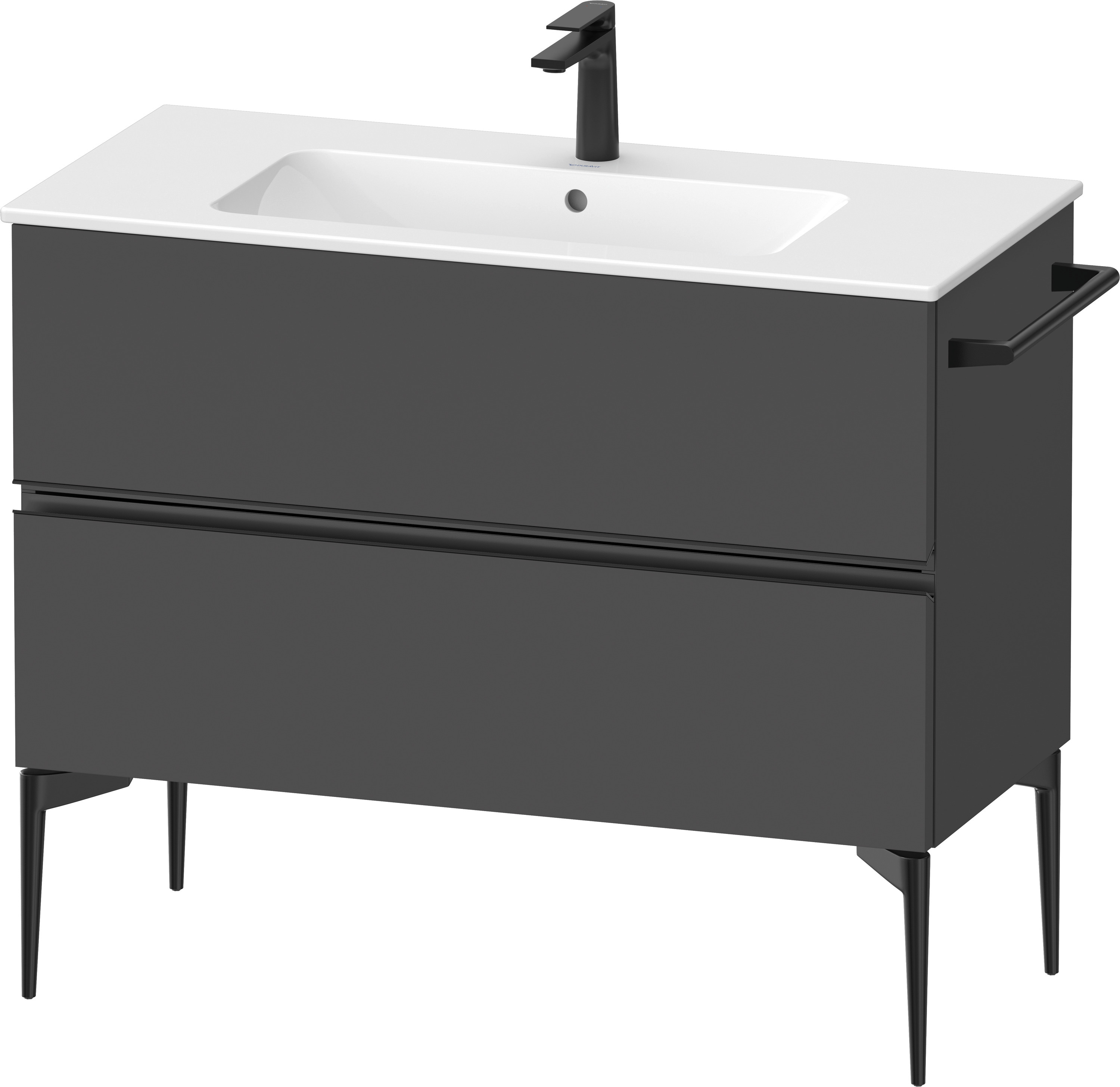 Duravit Sivida skrinka 101x47.7x59.1 cm závesná kúpeľňová skrinka pod umývadlo čierna-grafitová SV46450BD490000