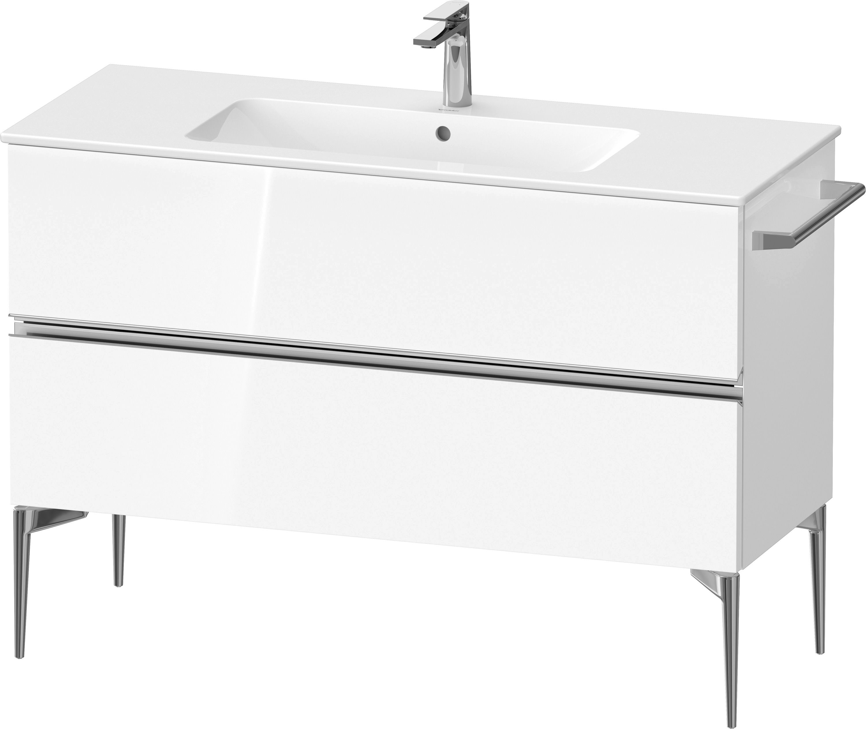 Duravit Sivida skrinka 121x47.7x59.1 cm závesná kúpeľňová skrinka pod umývadlo biela-chrómová SV4646010220000