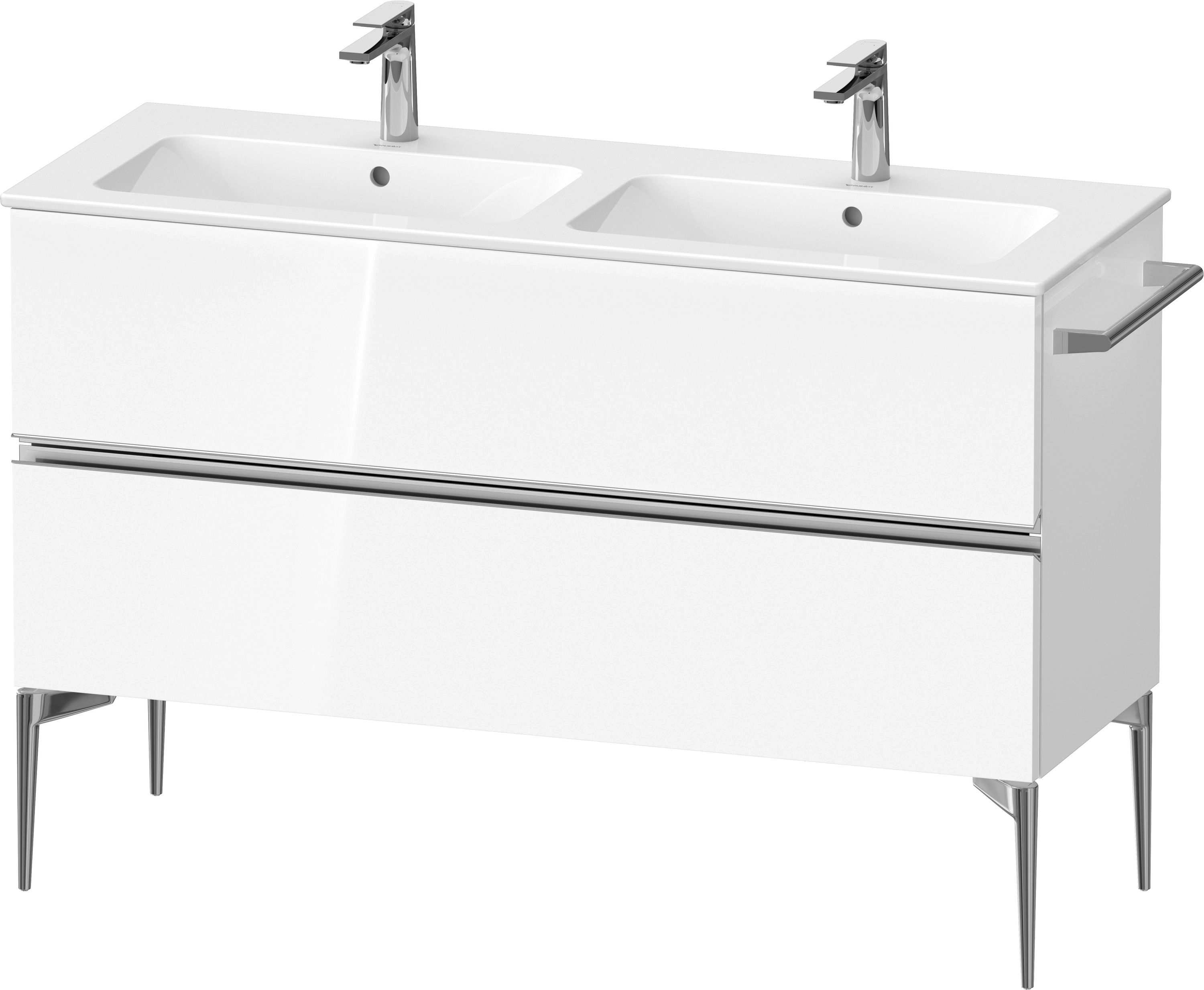 Duravit Sivida skrinka 128x47.7x59.1 cm závesná kúpeľňová skrinka pod umývadlo biela-chrómová SV4647010220000