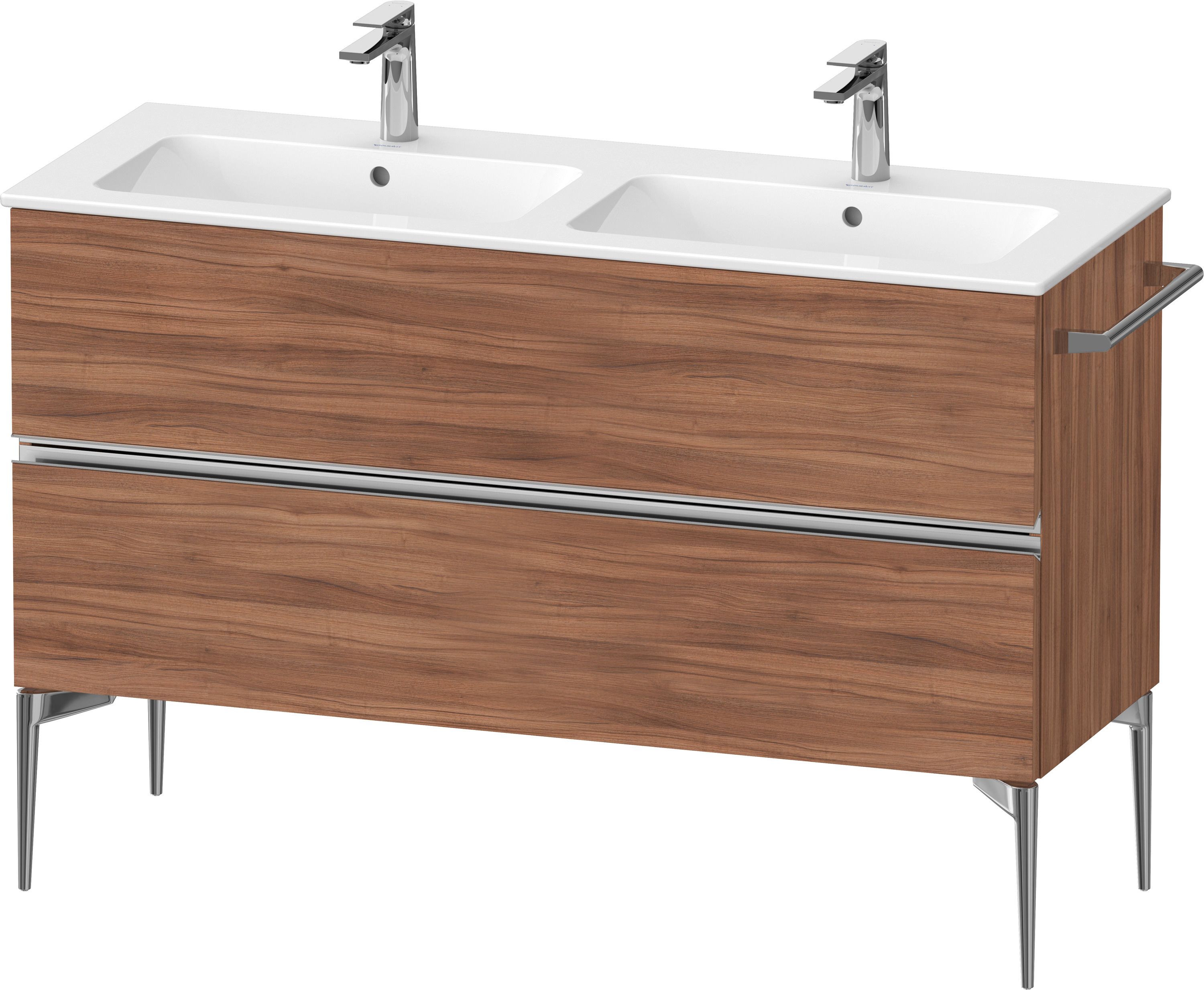 Duravit Sivida skrinka 128x47.7x59.1 cm závesná kúpeľňová skrinka pod umývadlo orech-chrómová SV4647010790000