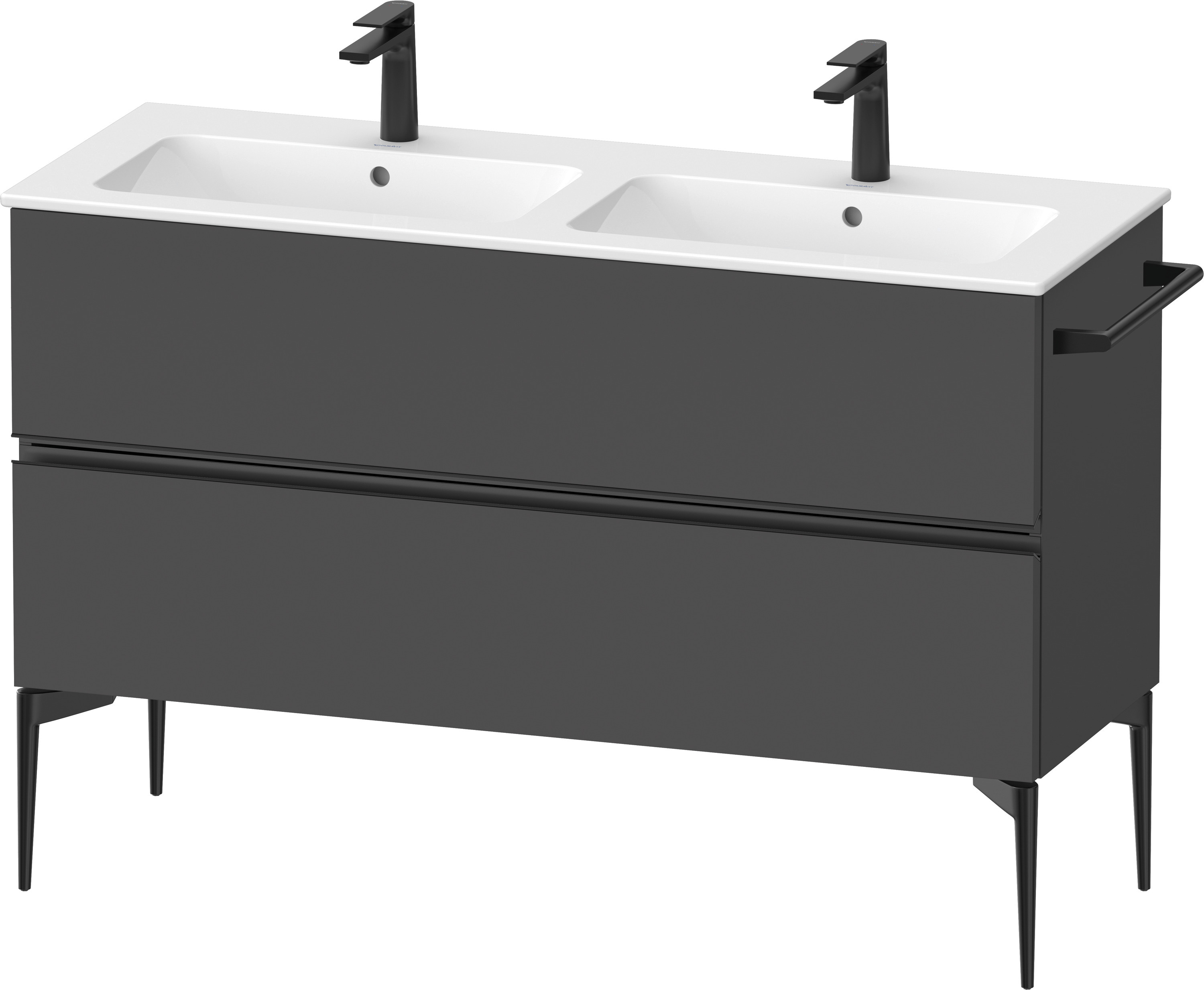 Duravit Sivida skrinka 128x47.7x59.1 cm závesná kúpeľňová skrinka pod umývadlo čierna-grafitová SV46470BD490000