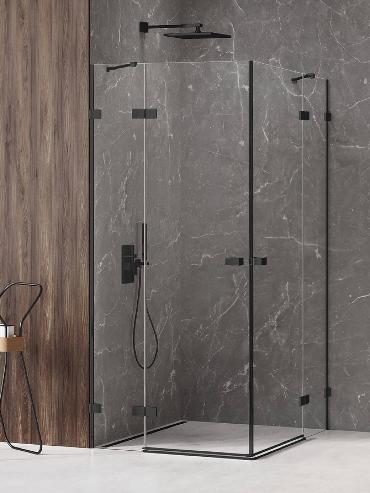 New Trendy Avexa Black sprchovací kút 120x110 cm štvorcová čierna matné/priehľadné sklo EXK-1847