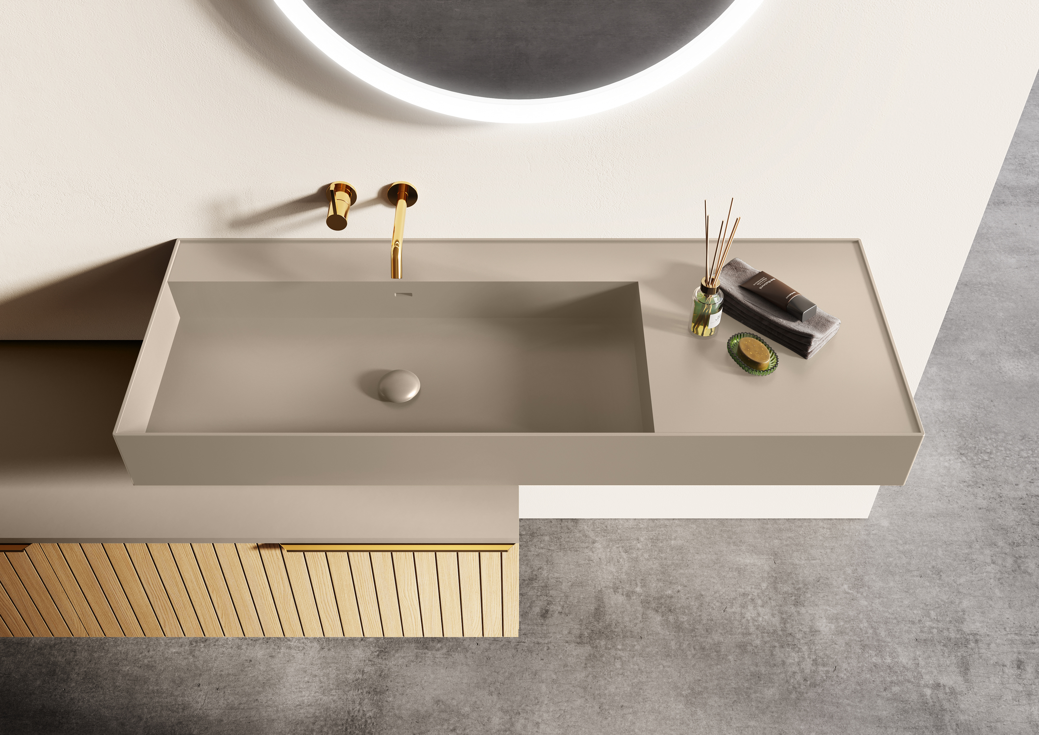 Elita Level umývadlo 100.5x45.5 cm obdĺžnik klasické umývadlo hnedá/béžová RE041461187020