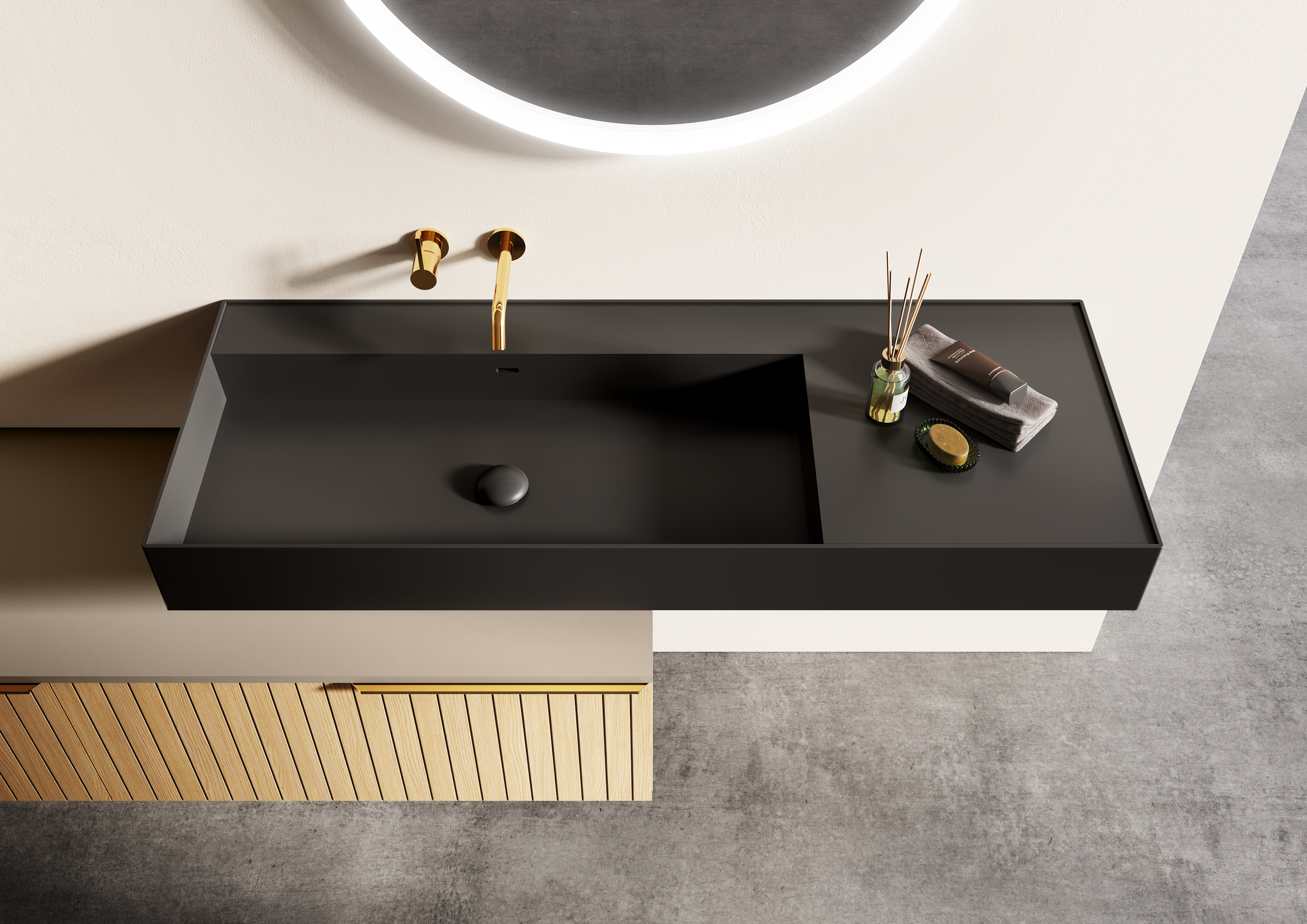 Elita Level umývadlo 120.5x45.5 cm obdĺžnik klasické umývadlo čierna RE041461197160