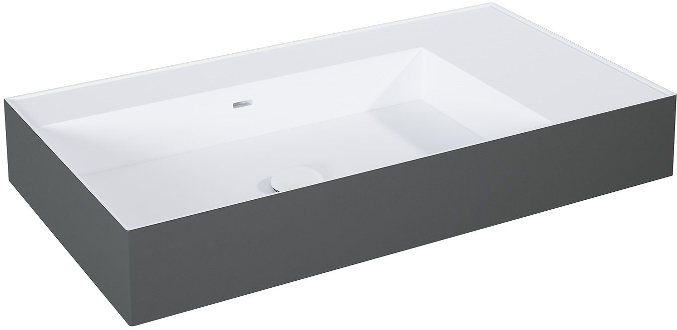 Elita Level umývadlo 80.5x45.5 cm obdĺžnik klasické umývadlo biela-antracitová RE041461216180