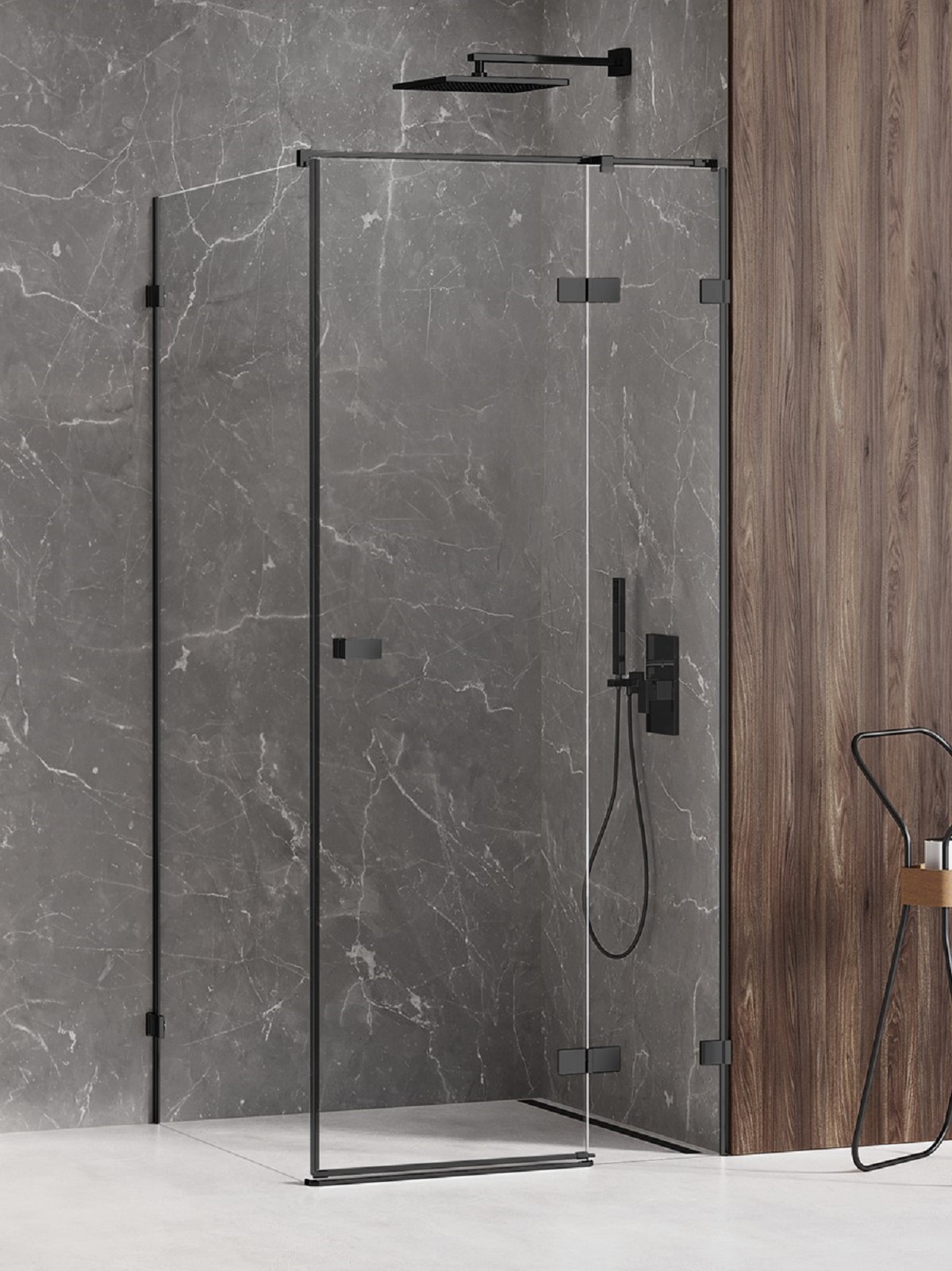 New Trendy Avexa Black sprchovací kút 120x80 cm štvorcová čierna matné/priehľadné sklo EXK-1599