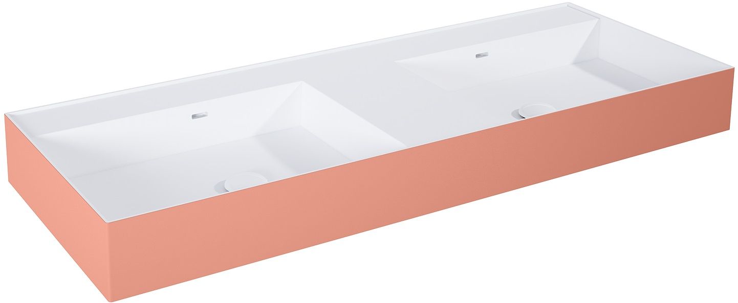 Elita Level umývadlo 120.5x45.5 cm obdĺžnik klasické umývadlo-dvojité biela-ružová RE041461246020