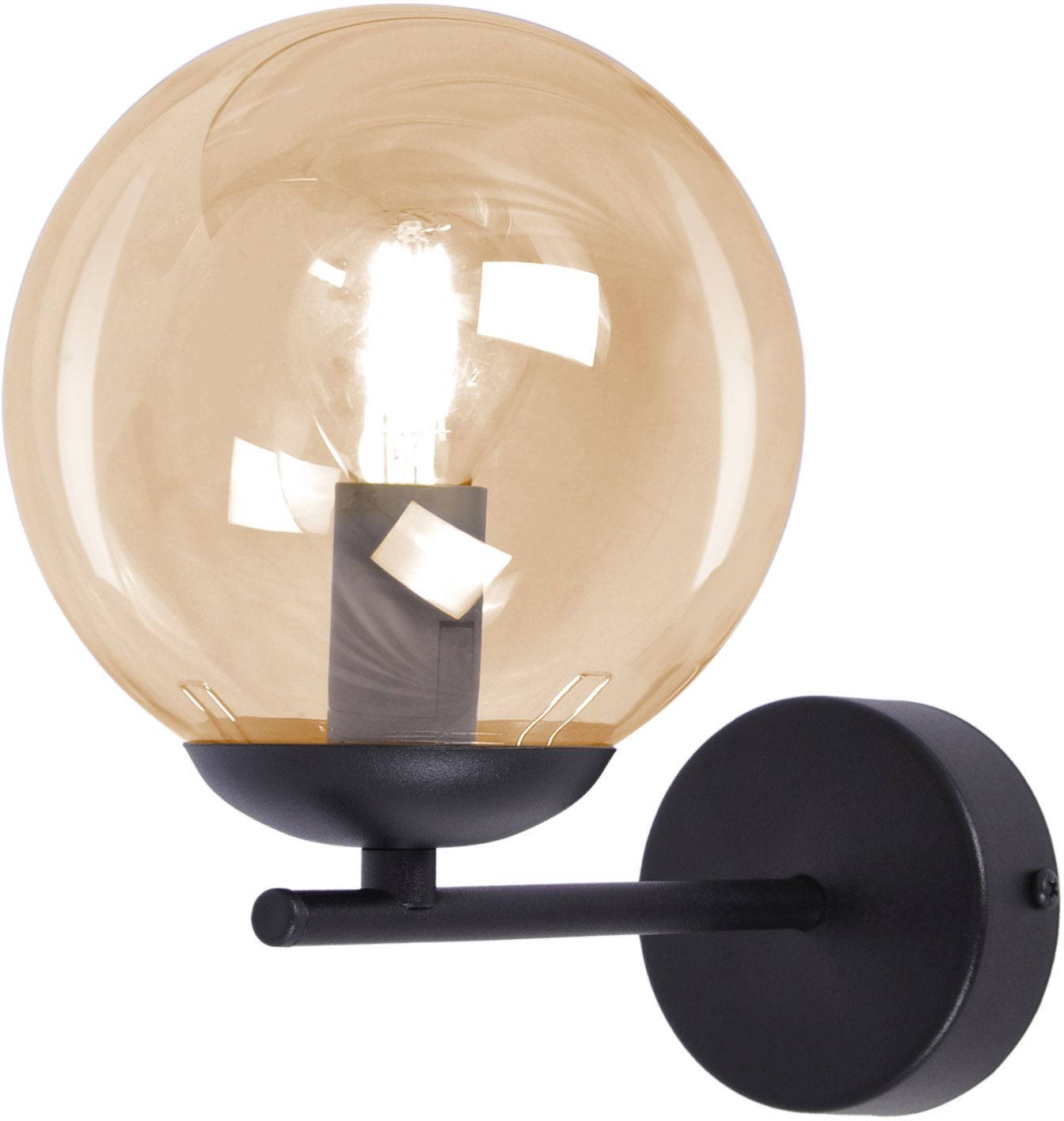 Kaja Delta nástenná lampa 1x10 W čierna-jantárová K-5306