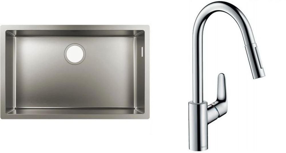 Súprava nerezový drez Hansgrohe S 71 43428800, kuchynská batéria Hansgrohe Focus M41 31815000