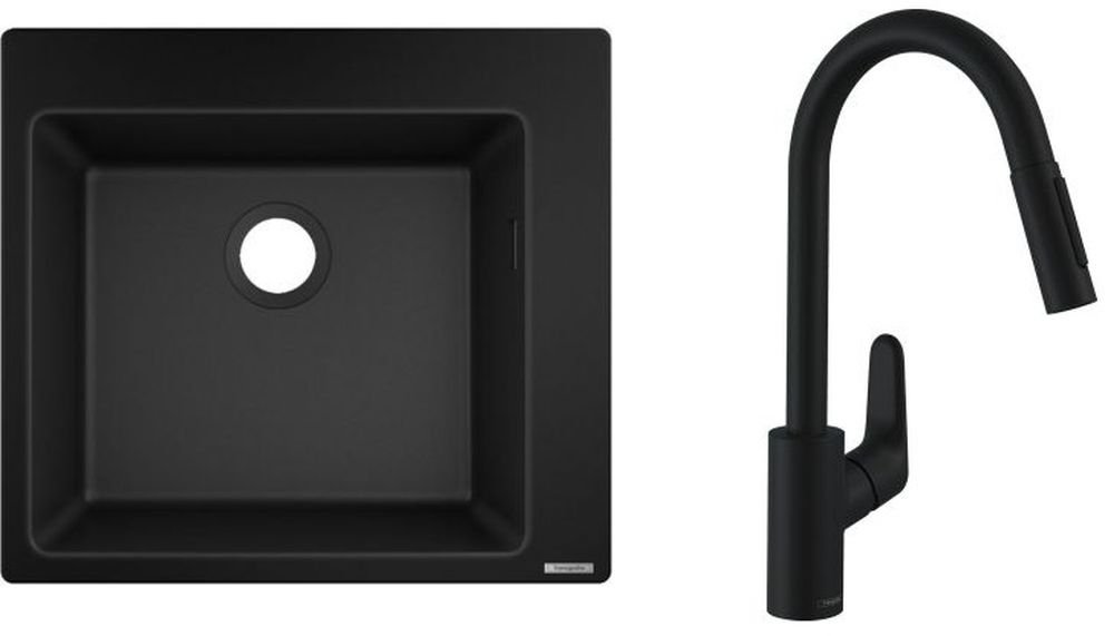 Súprava kuchynská batéria Hansgrohe Focus 31815670, granitový drez Hansgrohe S 51 43312170