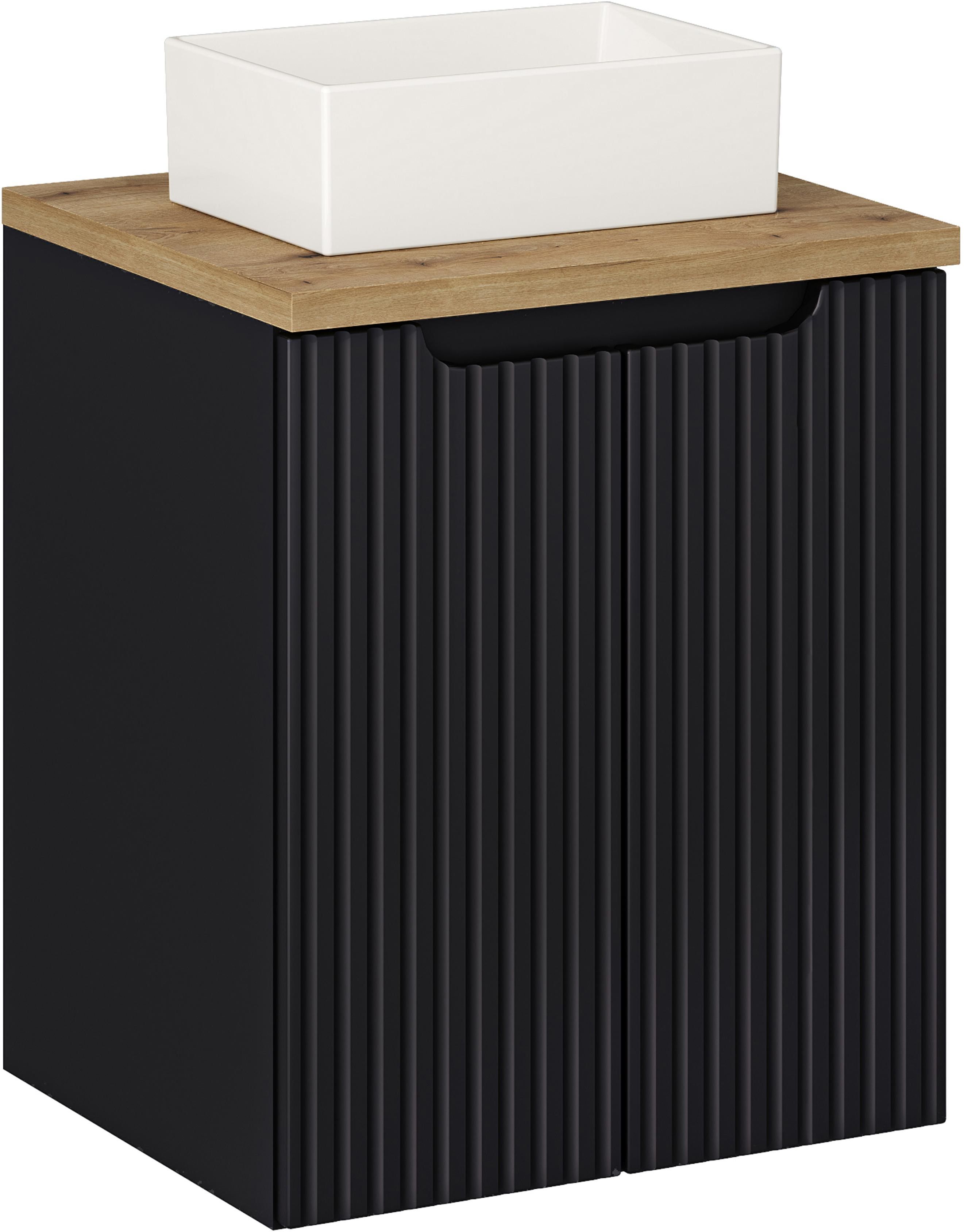 Súprava skrinka Comad Nova Black NOVA BLACK D2 82-50-2D, umývadlo Comad Gaja UN-GAJA35-SW 78570A(35), NOVA OAK A 89-50