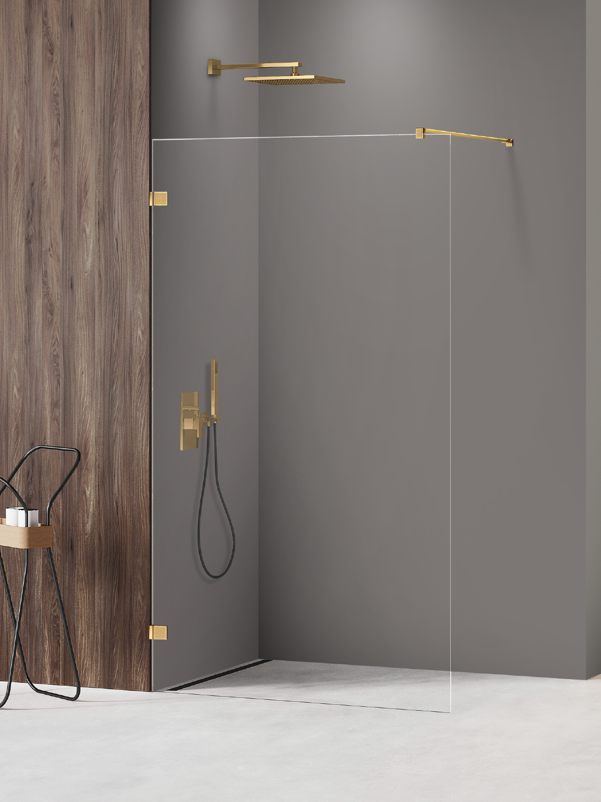 New Trendy Avexa Gold Shine XR stena sprchového kúta walk -in 60 cm zlatá lesklý/sklo priehľadné EXK-6975