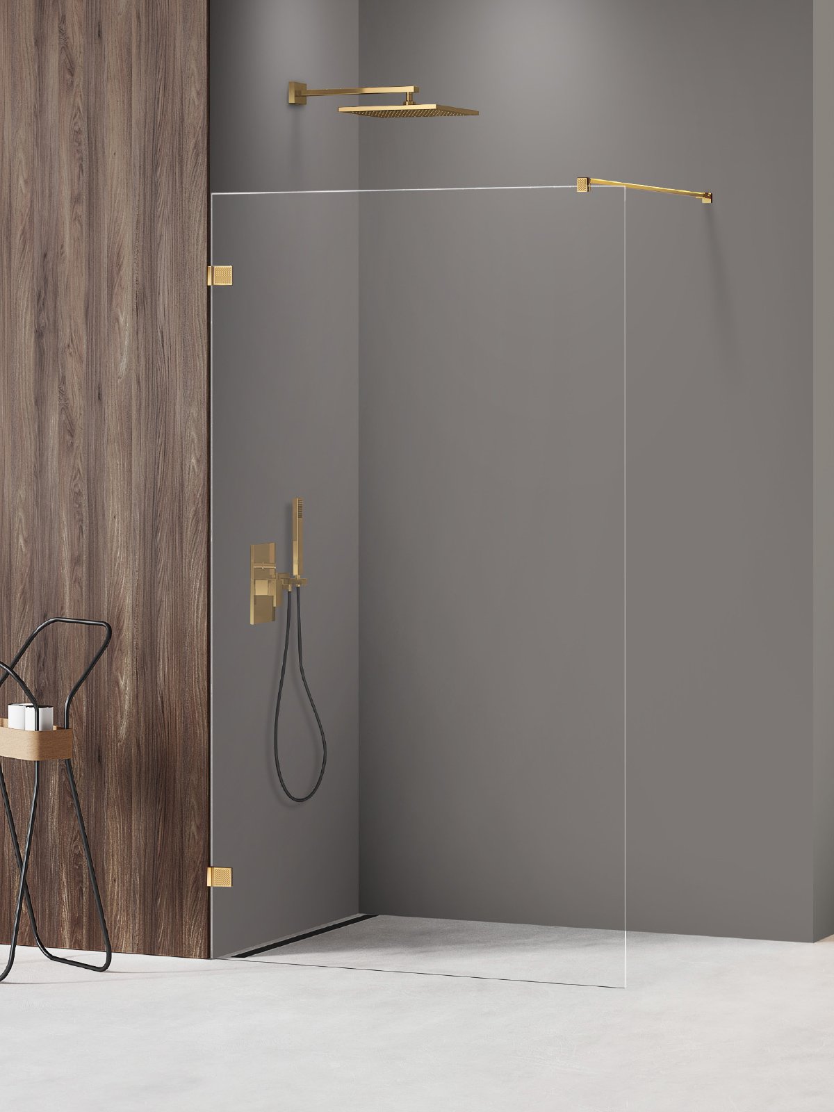 New Trendy Avexa Gold Shine XR stena sprchového kúta walk -in 50 cm zlatá lesklý/sklo priehľadné EXK-6974