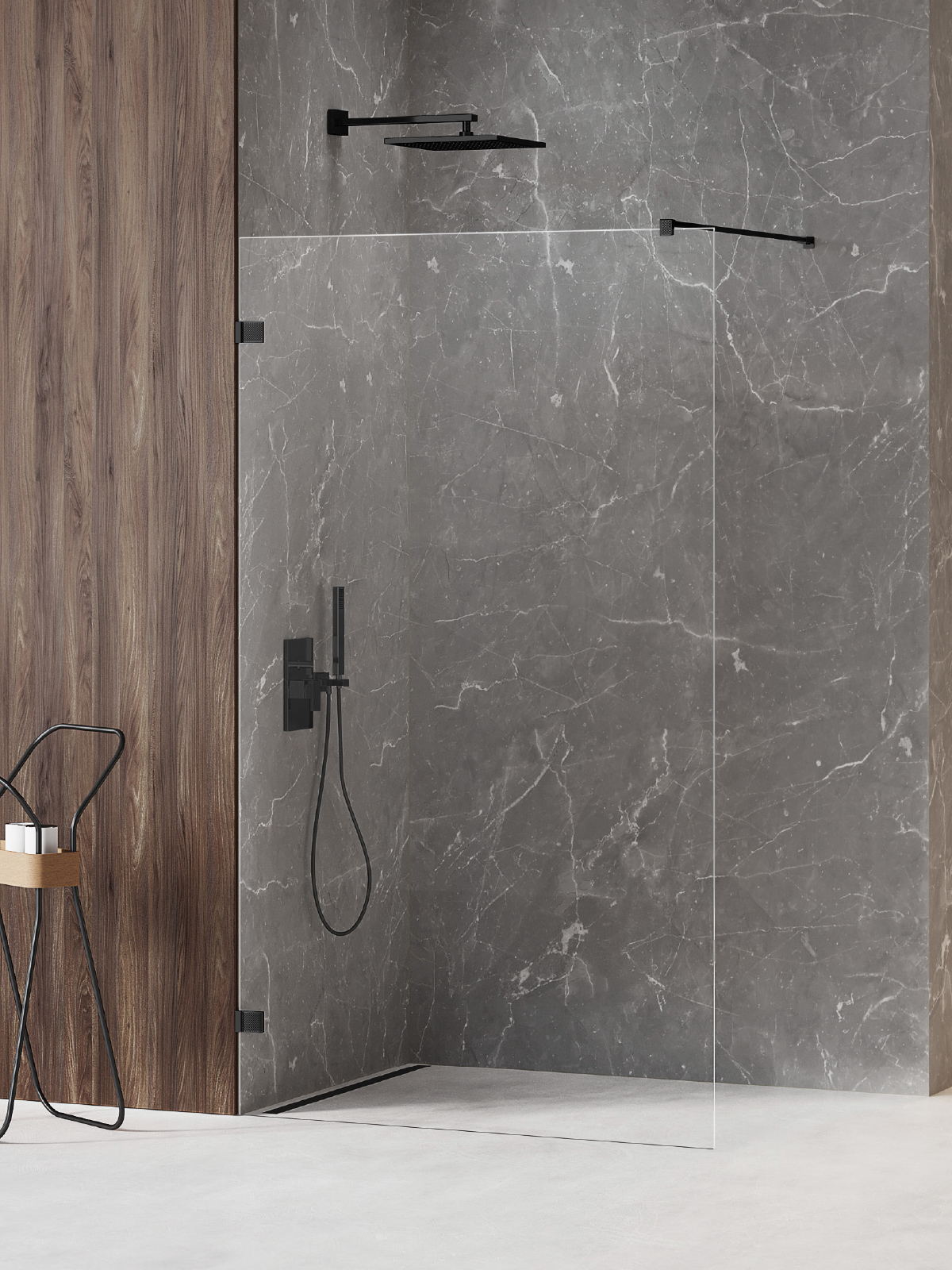 New Trendy Avexa Black XR stena sprchového kúta walk -in 110 cm čierna matný/sklo priehľadné EXK-6970