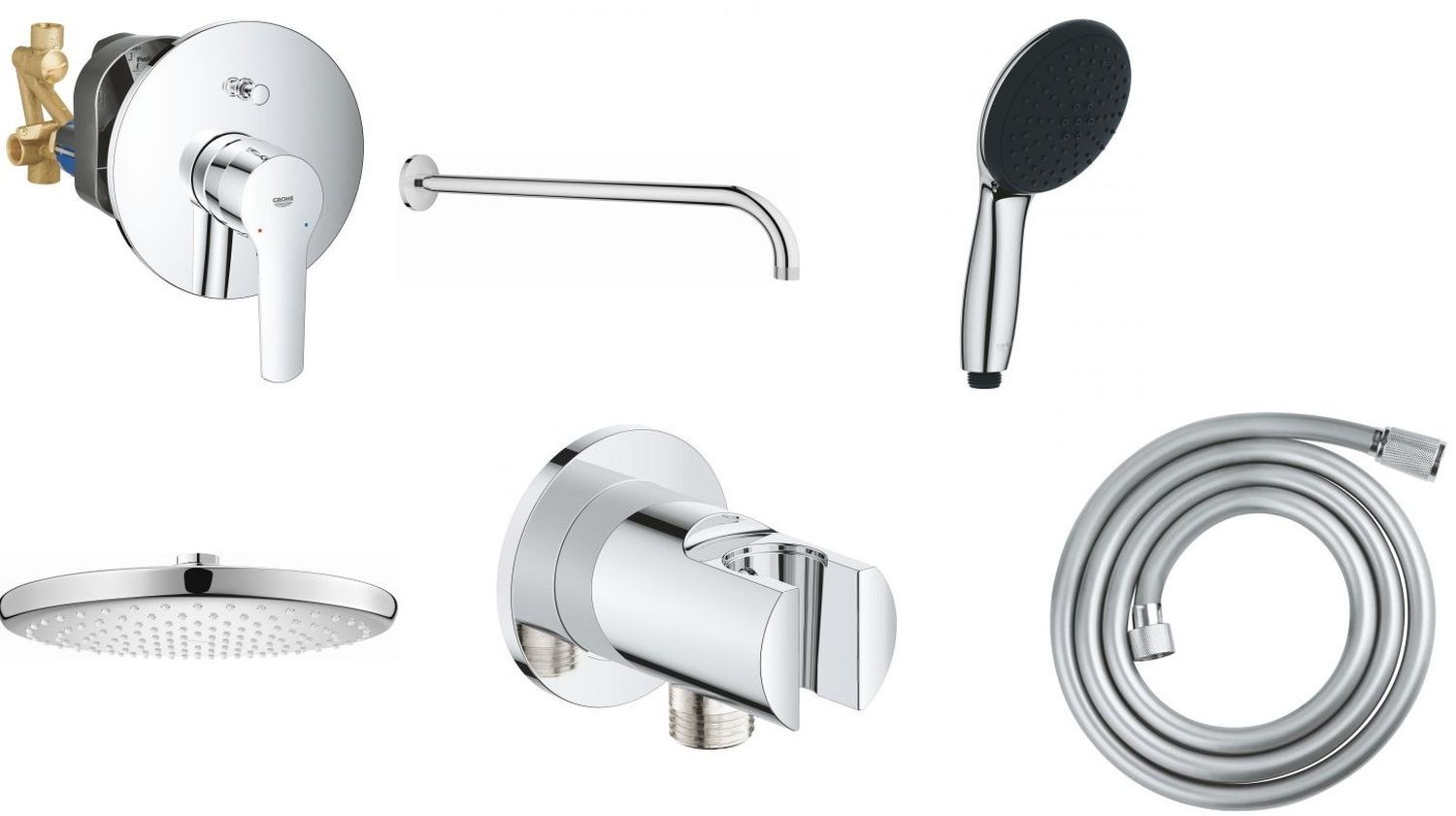 Súprava vaňová/sprchová batéria Grohe Start 23558002, horná/hlavová sprcha Grohe Vitalio Start Shower System 26815000, 27851000, 26962001, 2794610E, 28741002