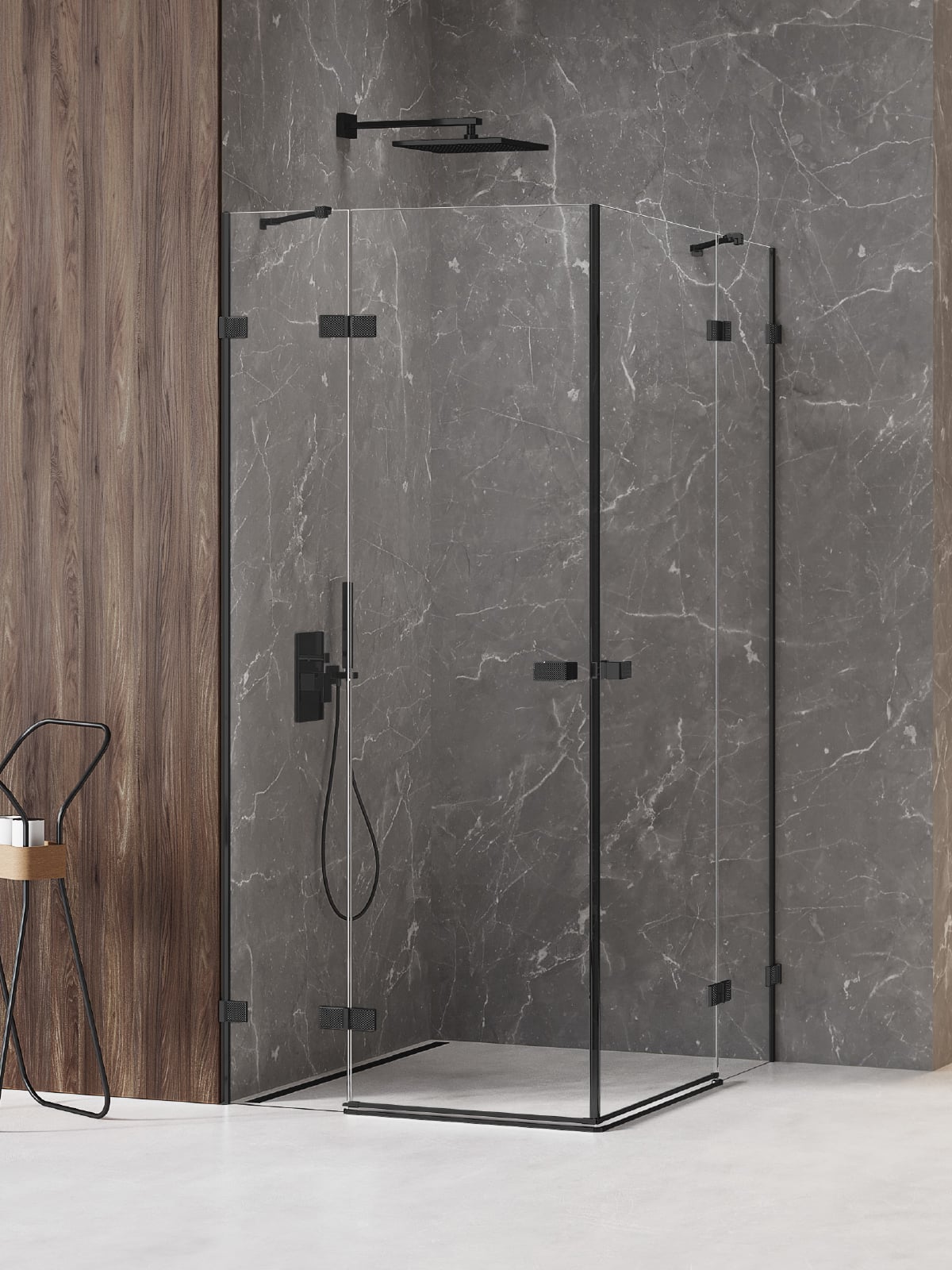 New Trendy Avexa Black XR sprchovací kút 100x90 cm štvorcová čierna matné/priehľadné sklo EXK-6920