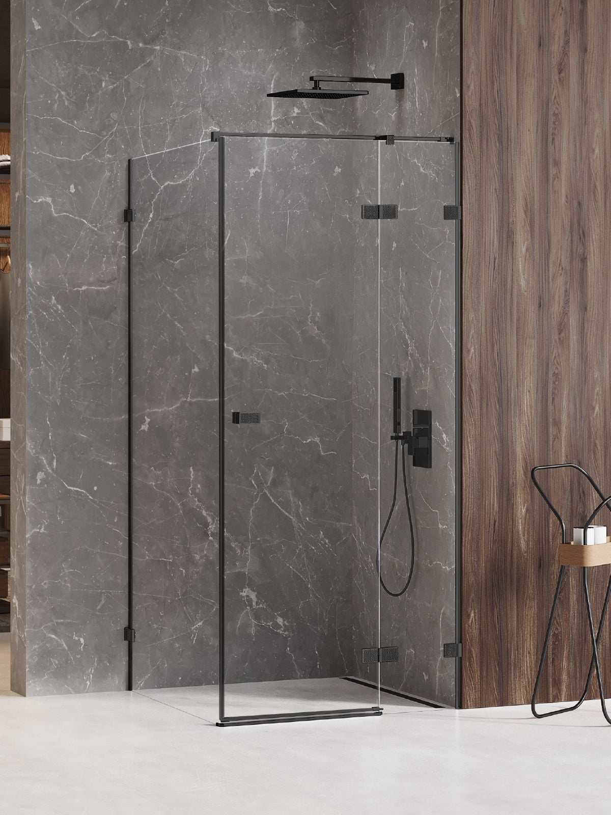 New Trendy Avexa Black XR sprchovací kút 100x80 cm štvorcová čierna matné/priehľadné sklo EXK-6882