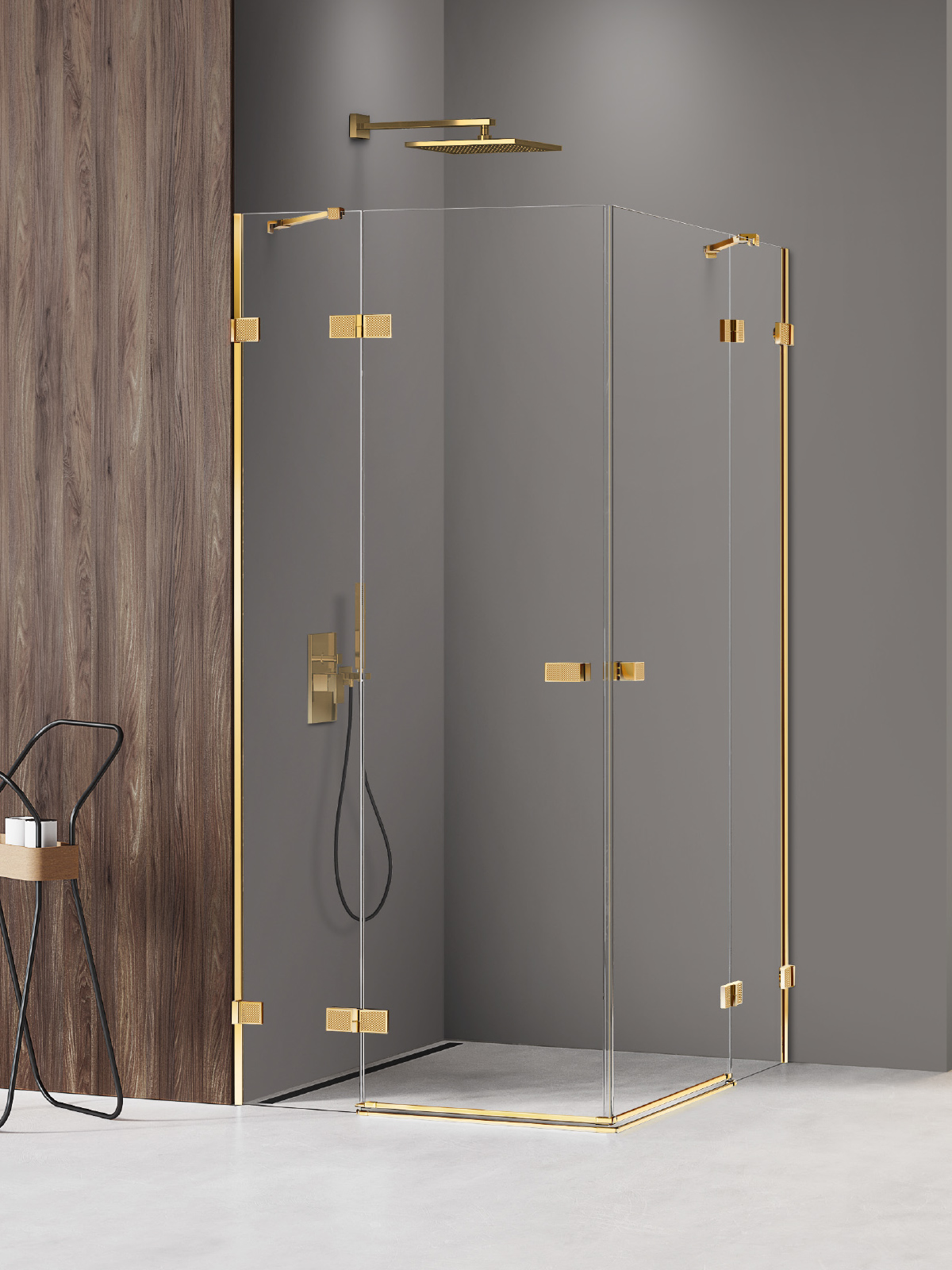 New Trendy Avexa Gold Shine XR sprchovací kút 110x80 cm štvorcová zlatá lesklé/priehľadné sklo EXK-6813