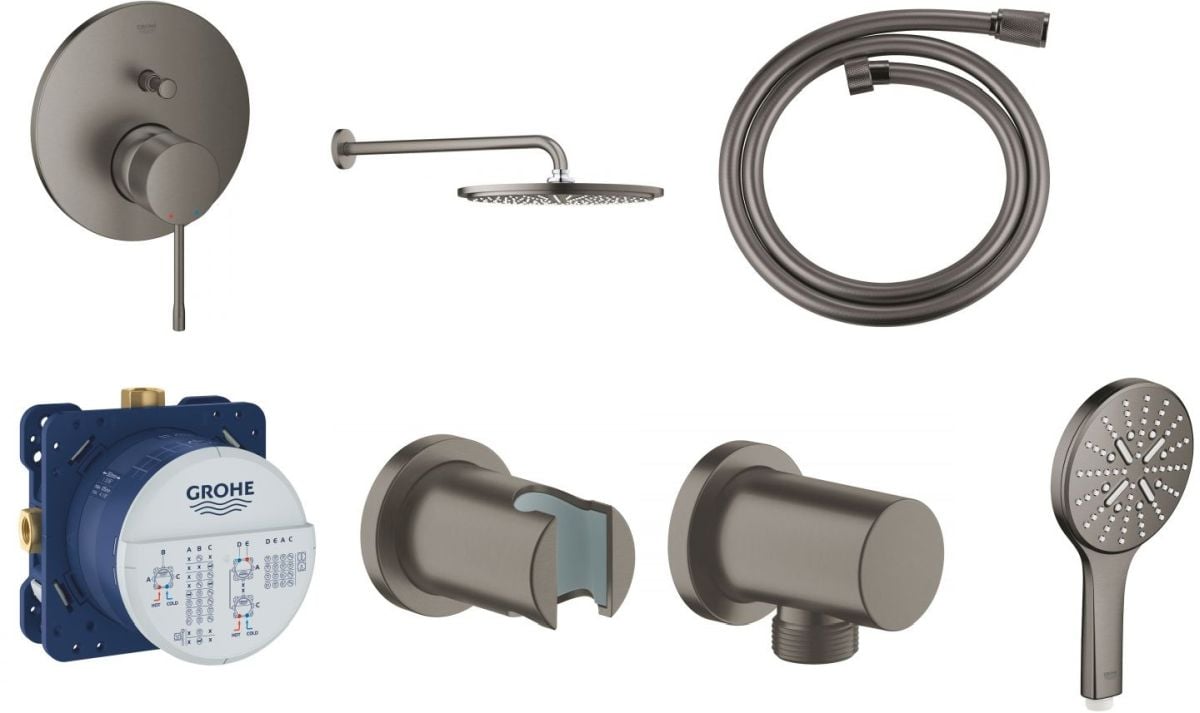 Súprava horná sprcha so sprchovacím ramenom Grohe Rainshower 26066AL0, vaňová/sprchová batéria Grohe Essence 24058AL1, 26574AL0, 27057AL0, 35600000, 27074AL0, 28362A00