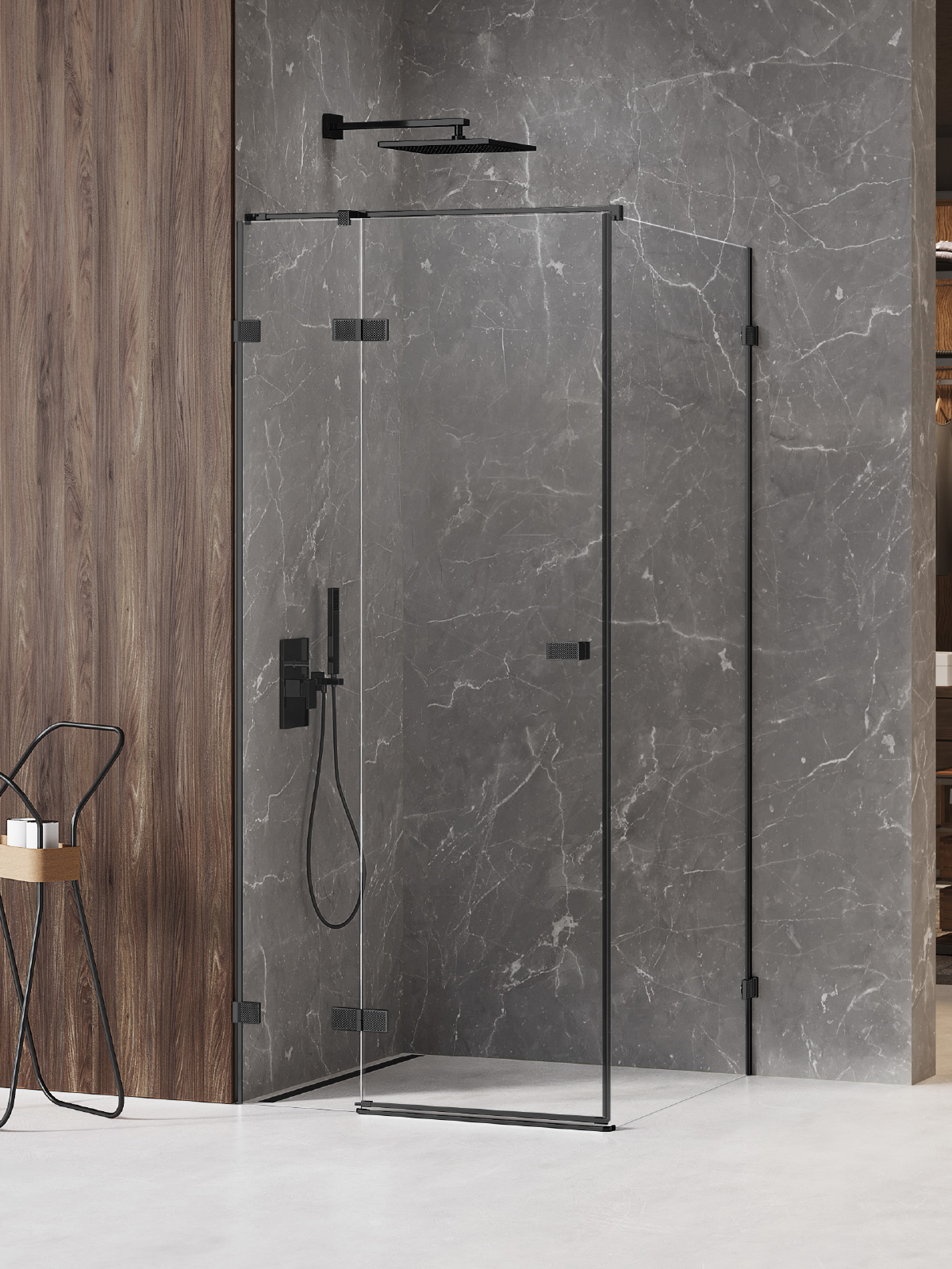 New Trendy Avexa Black XR sprchovací kút 120x70 cm štvorcová čierna matné/priehľadné sklo EXK-6873