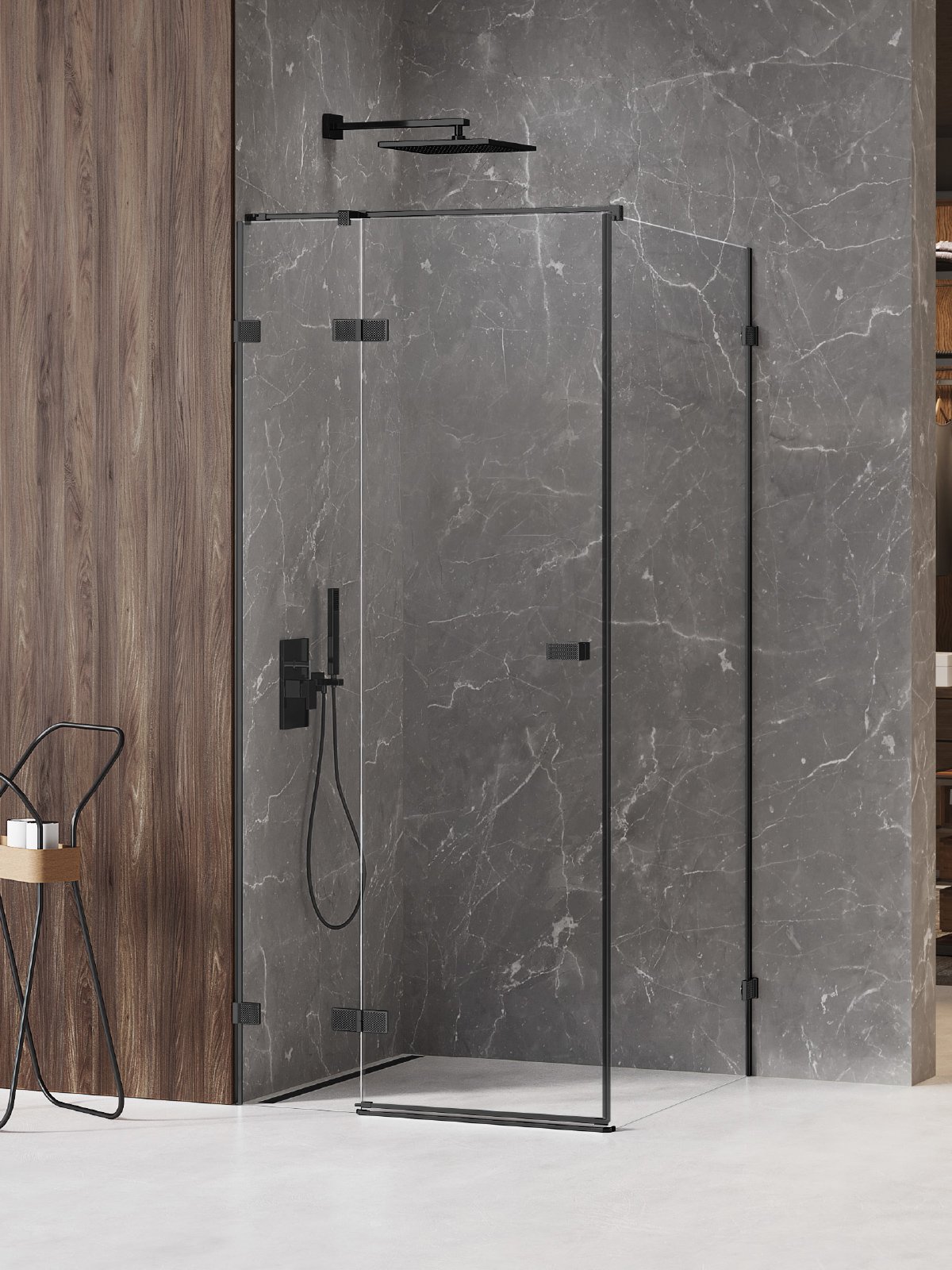 New Trendy Avexa Black XR sprchovací kút 100x100 cm obdĺžniková čierna matné/priehľadné sklo EXK-6864