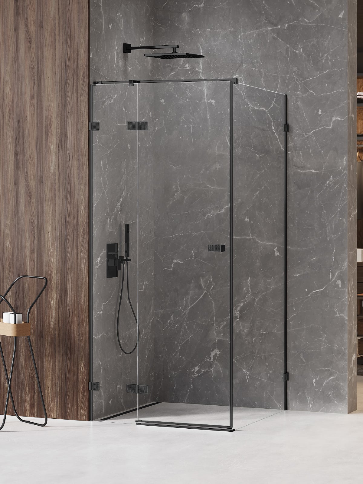 New Trendy Avexa Black XR sprchovací kút 90x70 cm štvorcová čierna matné/priehľadné sklo EXK-6855