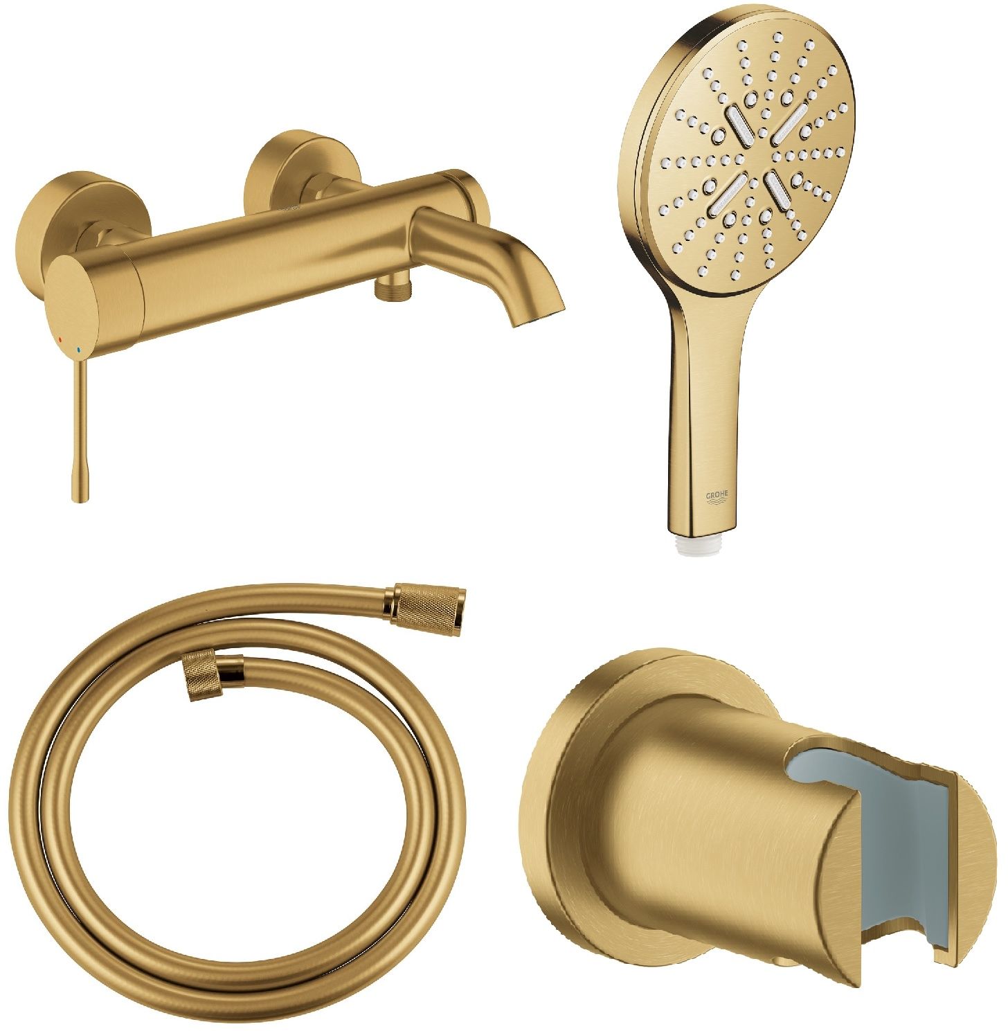 Súprava vaňová/sprchová batéria Grohe Essence 33624GN1, sprchová hlavica Grohe Rainshower 26574GN0, 27074GN0, 28362GL0