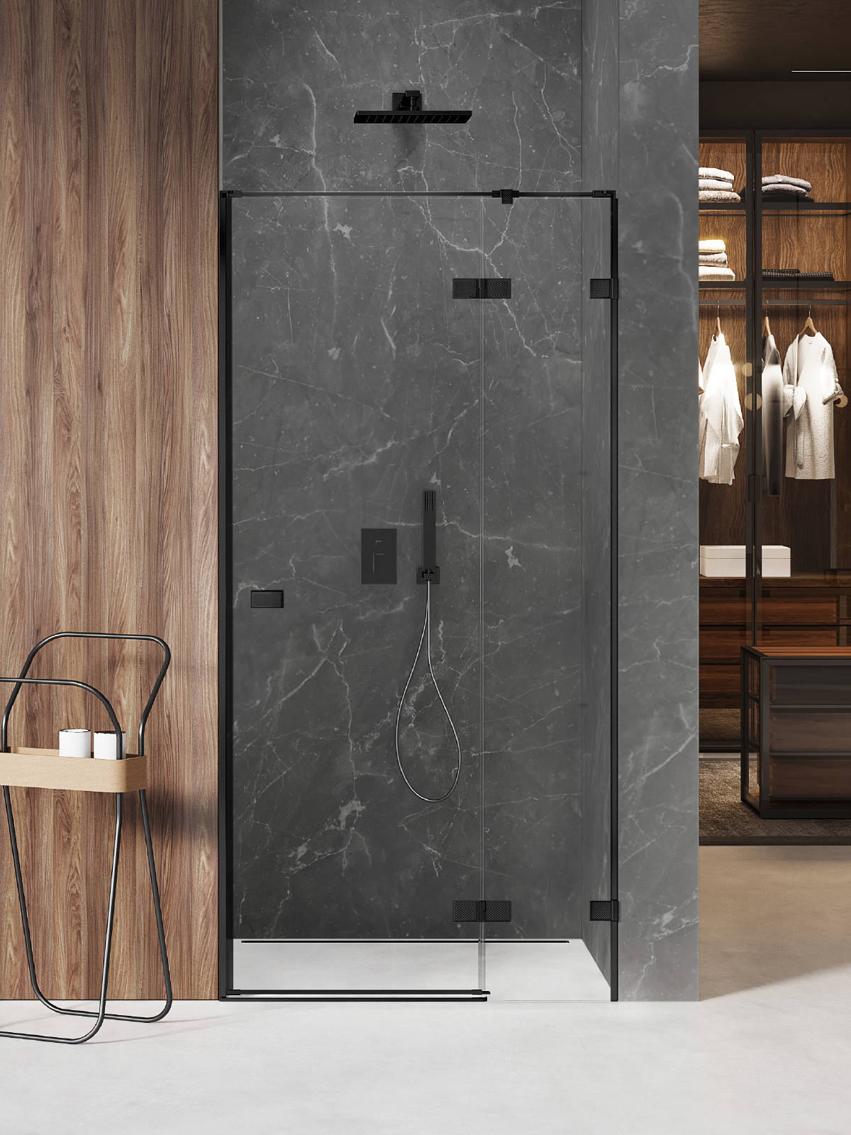 New Trendy Avexa Black XR sprchové dvere 100 cm výklopné čierna matná/priehľadné sklo EXK-6840
