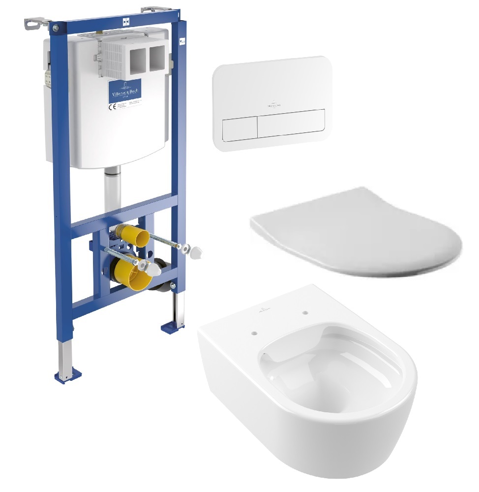 Súprava WC misa Villeroy & Boch Avento 5656R001, podomietková konštrukcia Villeroy & Boch ViConnect 92246100, 9M87S101, 92249068