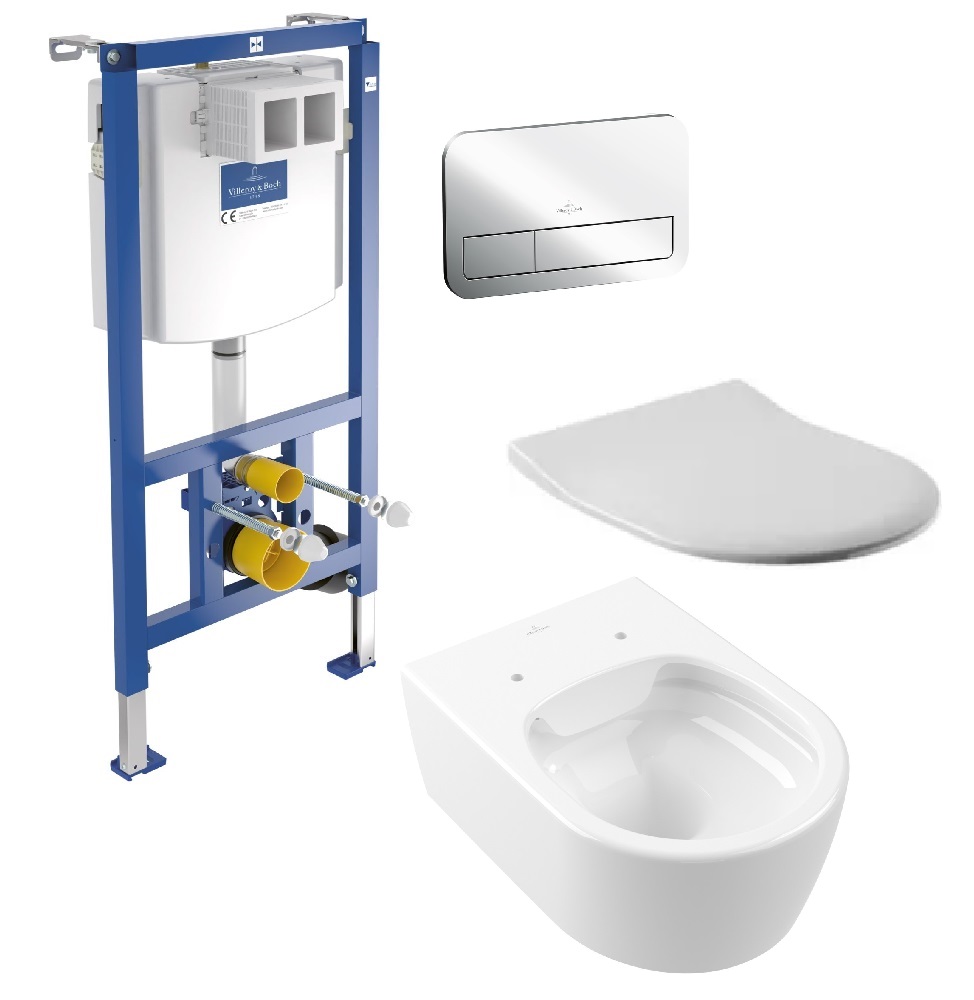 Súprava WC misa Villeroy & Boch Avento 5656R001, podomietková konštrukcia Villeroy & Boch ViConnect 92246100, 9M87S101, 92249061