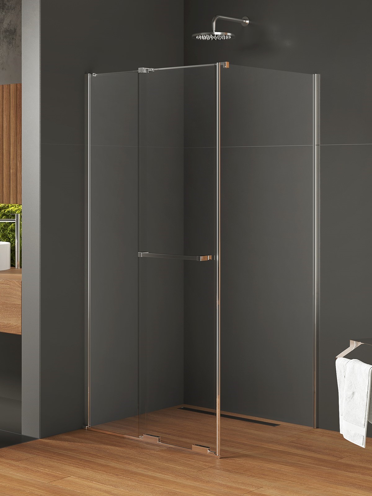 New Trendy Smart sprchovací kút 150x110 cm štvorcová chromová lesklé/priehľadné sklo EXK-6614