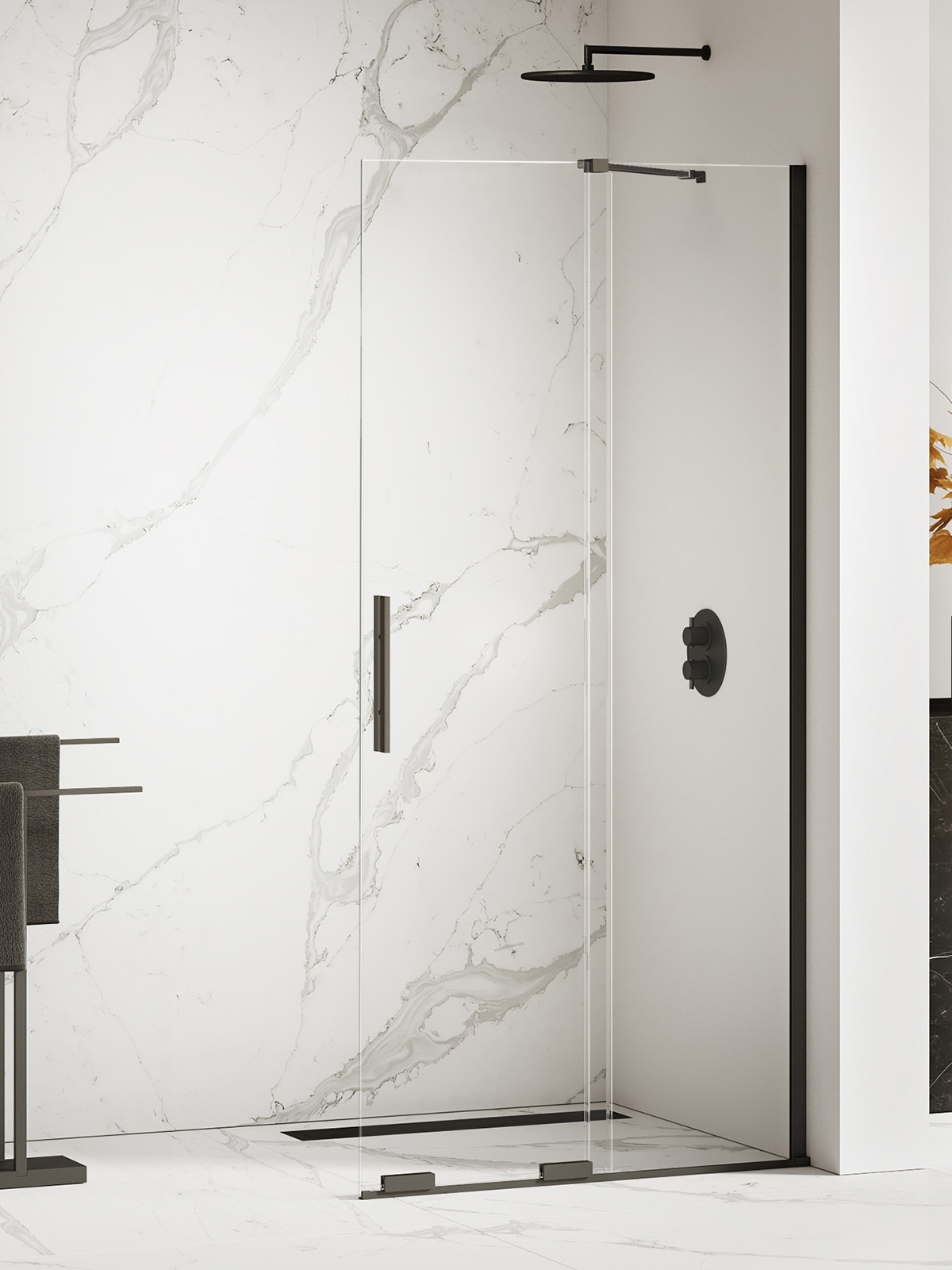 New Trendy Smart Black stena sprchového kúta walk -in 130 cm čierna matný/sklo priehľadné EXK-4194-WU