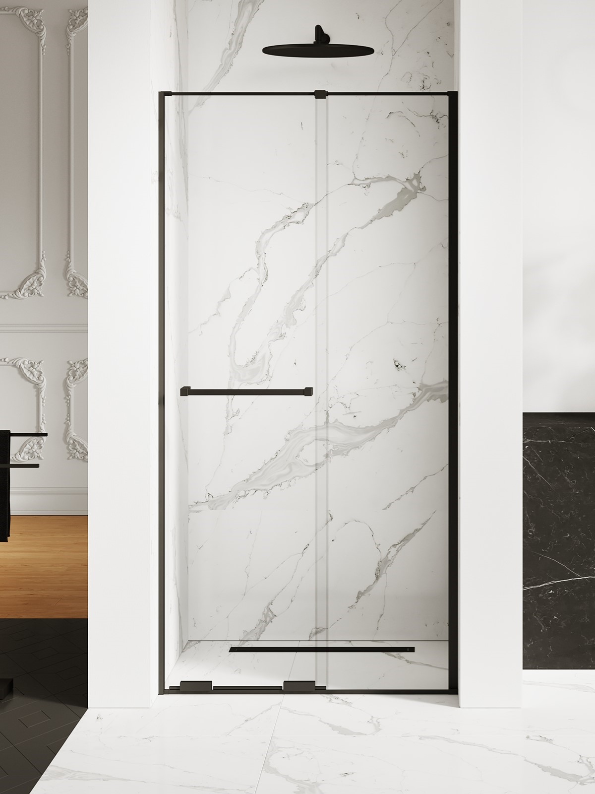 New Trendy Smart Black sprchové dvere 120 cm posuvné čierna matná/priehľadné sklo EXK-6632