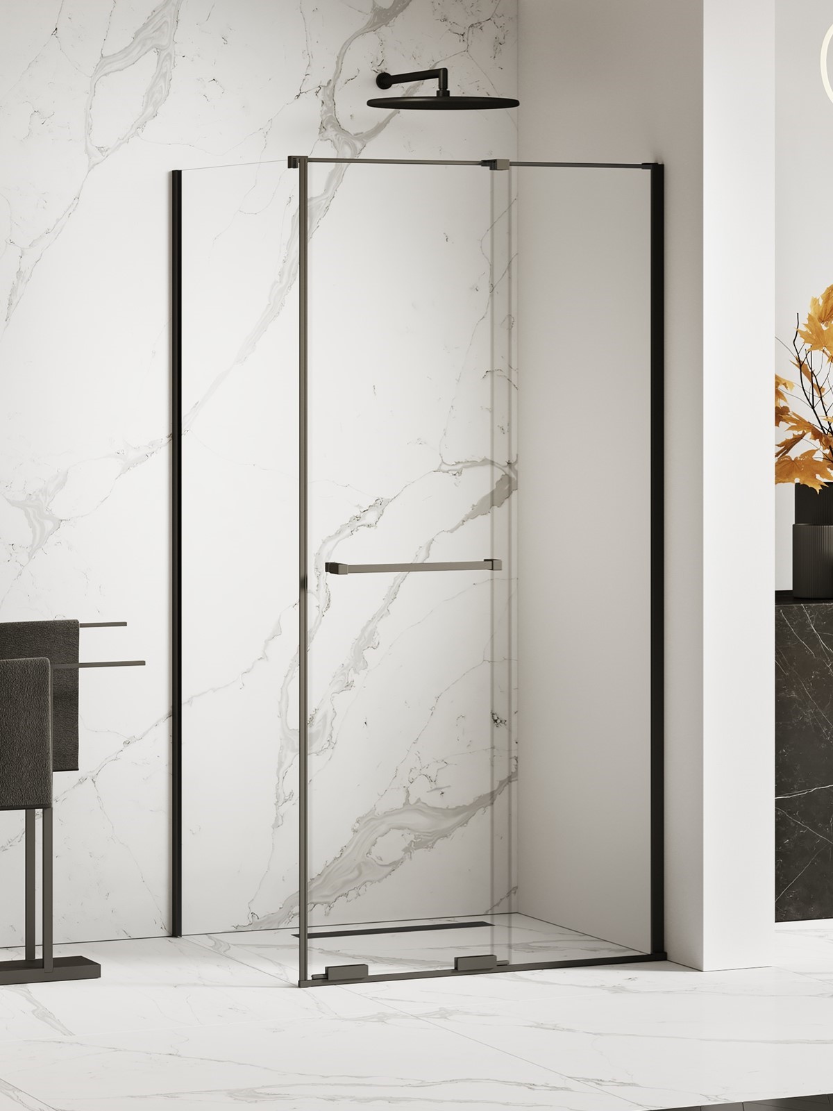 New Trendy Smart Black sprchovací kút 160x80 cm štvorcová čierna matné/priehľadné sklo EXK-6669