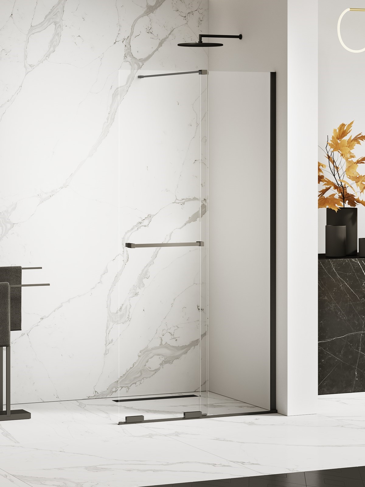 New Trendy Smart Black stena sprchového kúta walk -in 160 cm čierna matný/sklo priehľadné EXK-6682