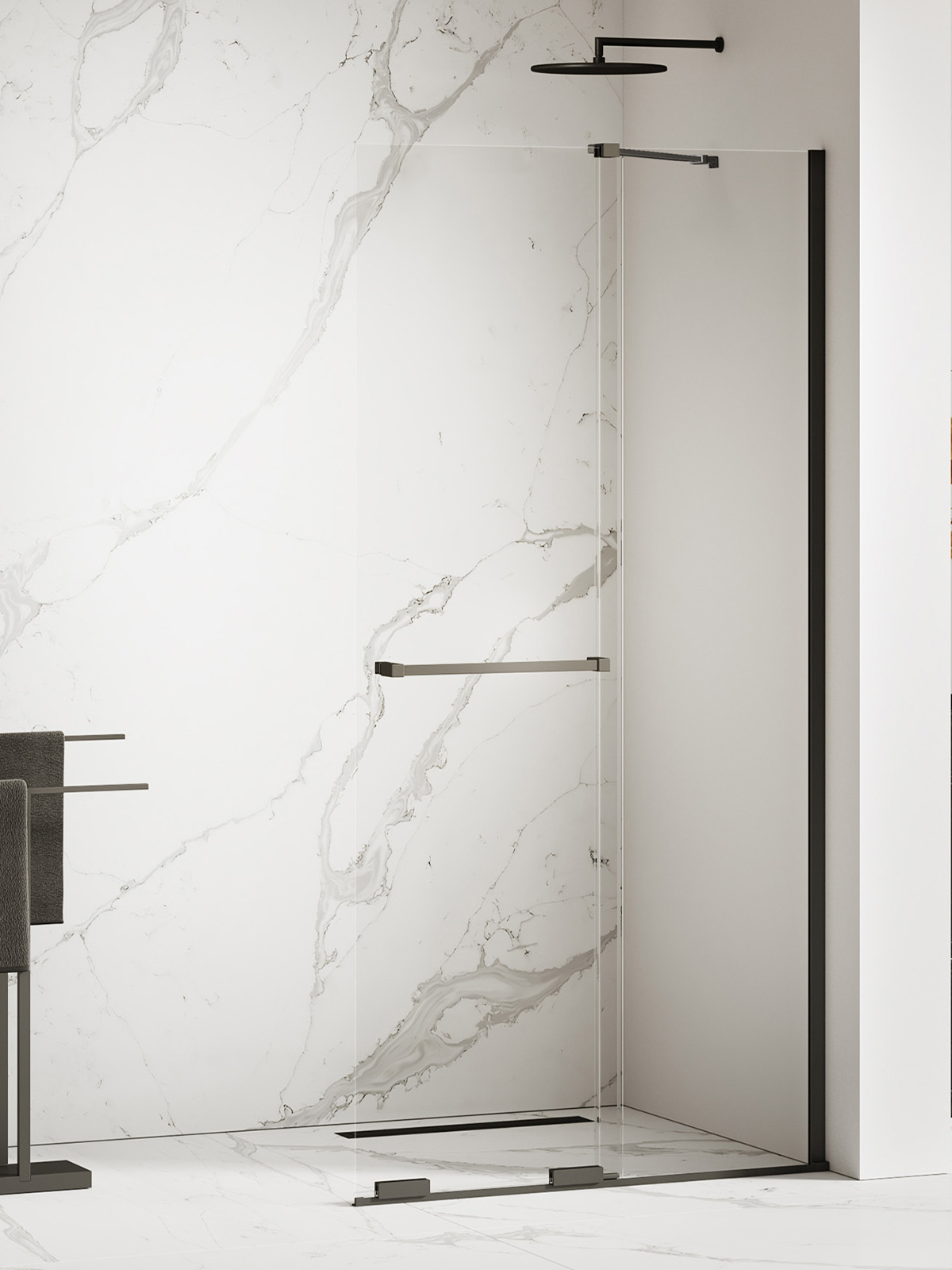 New Trendy Smart Black stena sprchového kúta walk -in 80 cm čierna matný/sklo priehľadné EXK-6674-WU