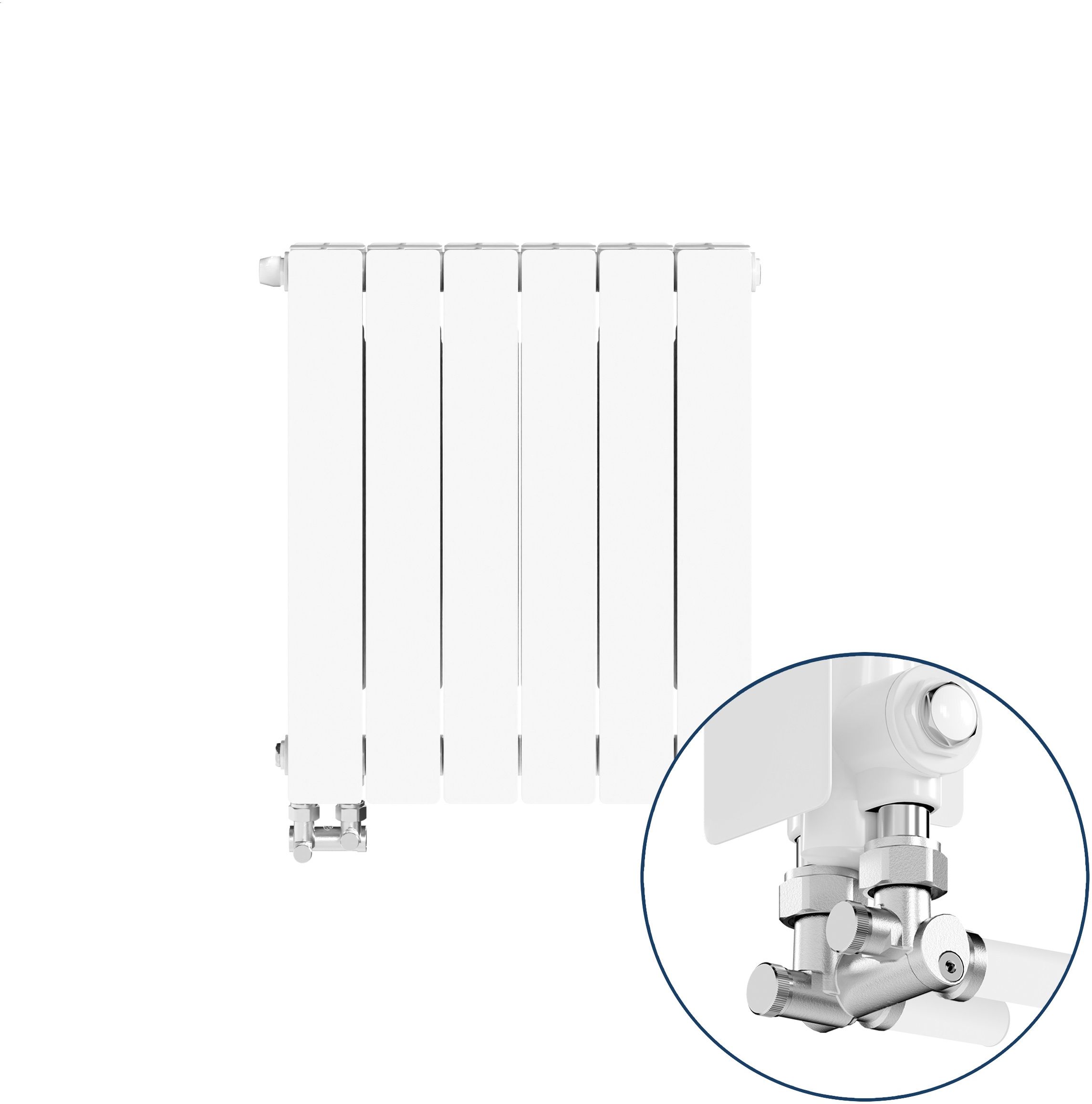 KFA Armatura ADR500 ohrievač do miestnosti 57x48.3 cm podłączenie dolné biela 763-063-44
