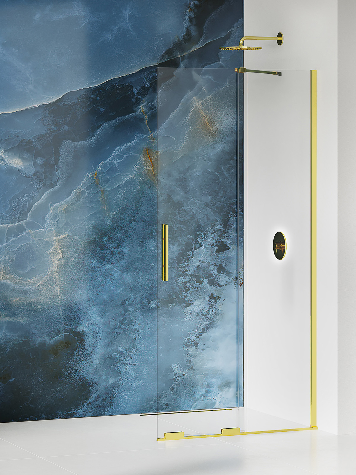 New Trendy Smart Light Gold stena sprchového kúta walk -in 160 cm zlatá lesklý/sklo priehľadné EXK-4301-WU