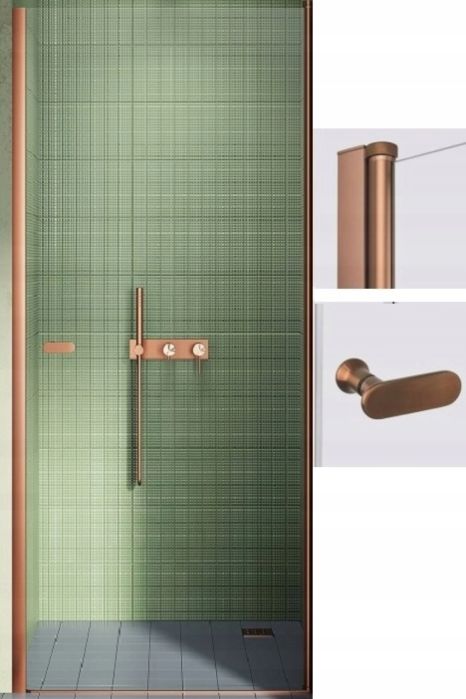 New Trendy New Soleo Copper Brushed sprchové dvere 80 cm výklopné medená brúsená/priehľadné sklo D-0490A