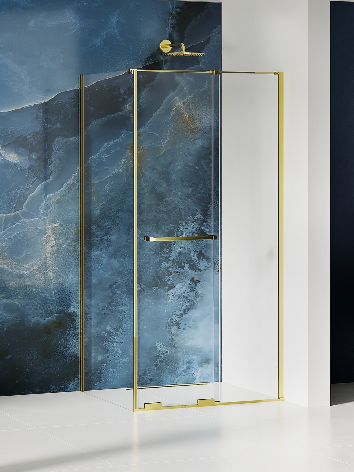 New Trendy Smart Light Gold sprchovací kút 110x110 cm obdĺžniková zlatá lesklé/priehľadné sklo EXK-6700