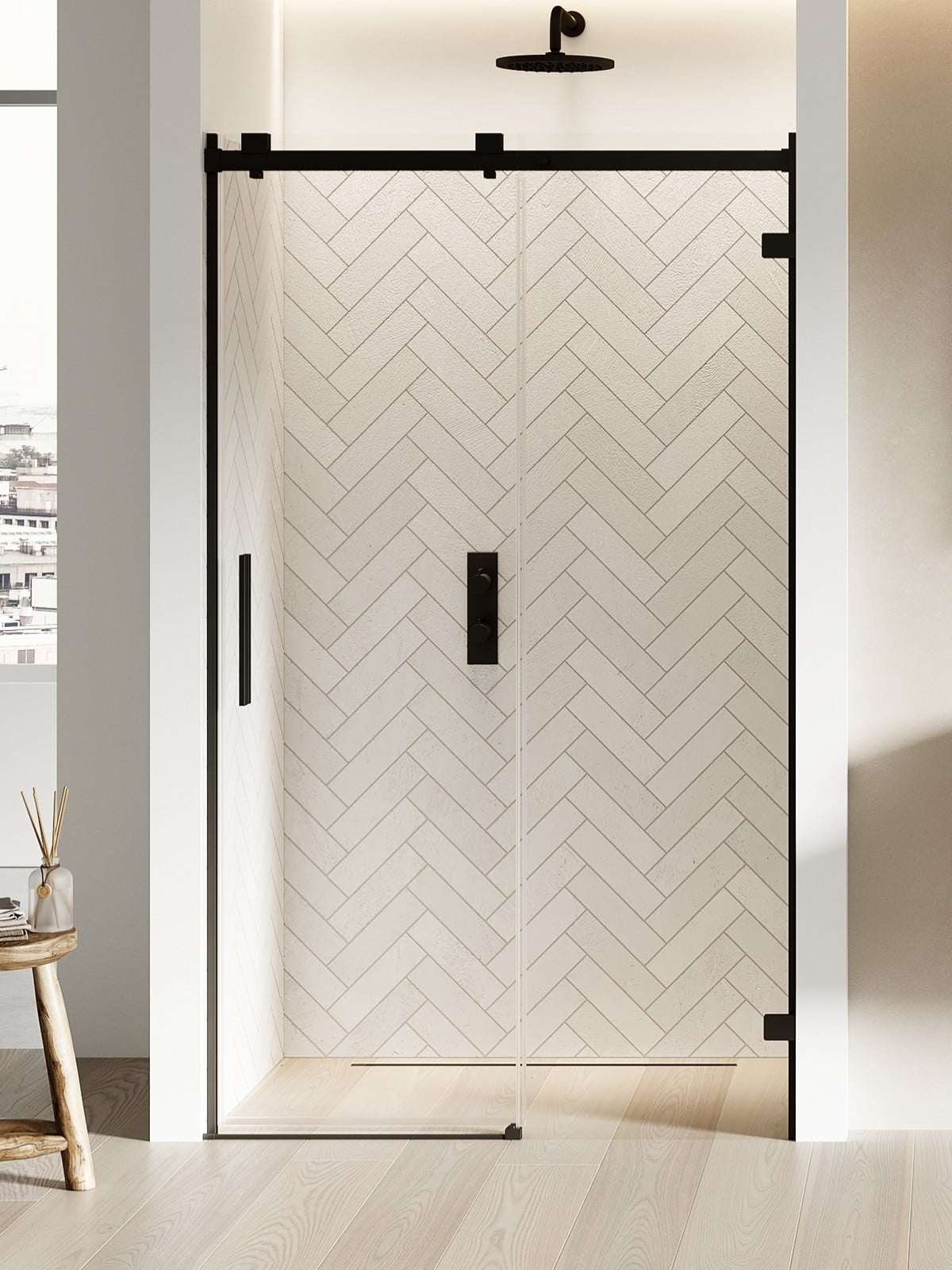 New Trendy Softi X Black sprchové dvere 100 cm posuvné čierna matná/priehľadné sklo EXK-5352
