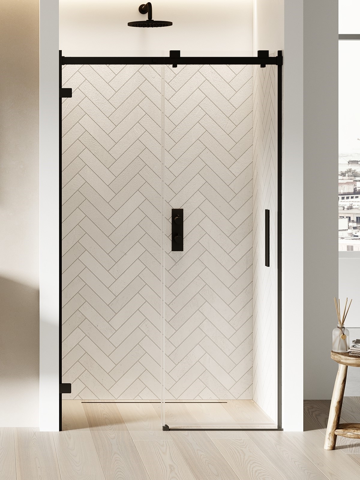 New Trendy Softi X Black sprchové dvere 150 cm posuvné čierna matná/priehľadné sklo EXK-5361
