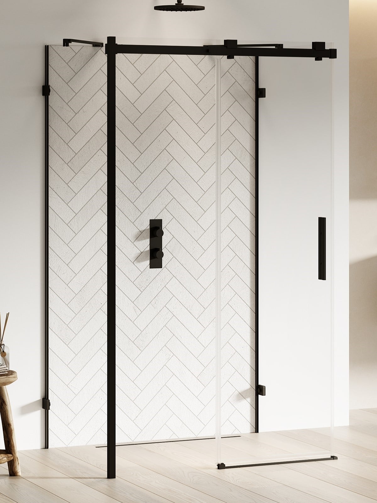 New Trendy Softi X Black sprchovací kút 100x80 cm štvorcová čierna matné/priehľadné sklo EXK-5425