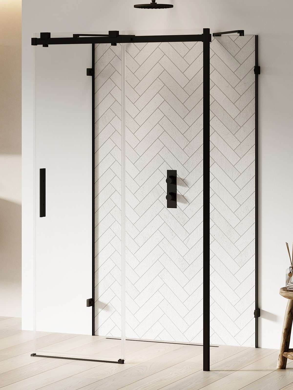 New Trendy Softi X Black sprchovací kút 130x100 cm štvorcová čierna matné/priehľadné sklo EXK-5448