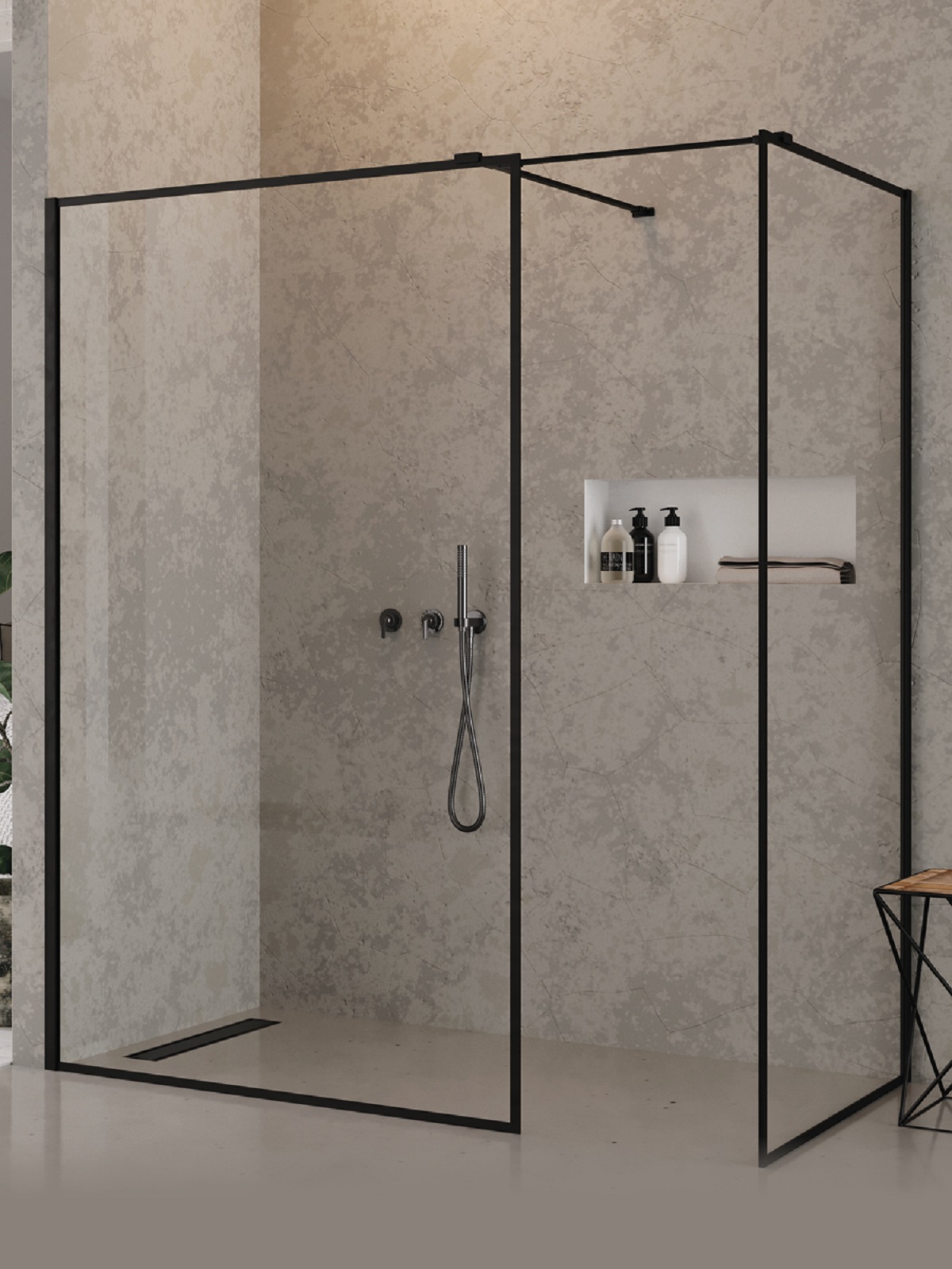 New Trendy New Modus Black sprchový kút walk-in 140x120 cm štvorcová čierna matné/priehľadné sklo EXK-5664