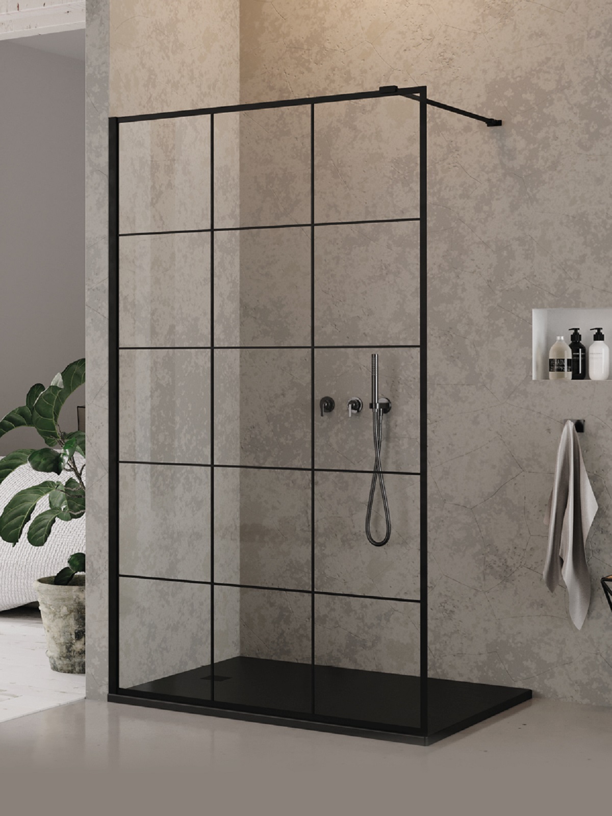 New Trendy New Modus Black stena sprchového kúta walk -in 120 cm čierna matný/sklo priehľadné EXK-5550