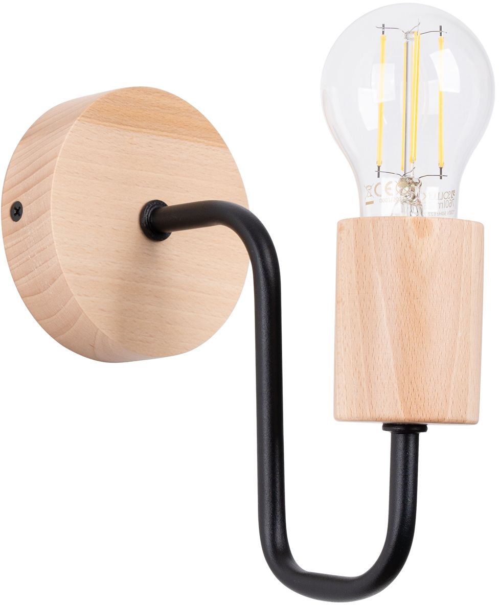 Sollux Lighting Timbo nástenná lampa 1x15 W čierna-drevená SL.1668