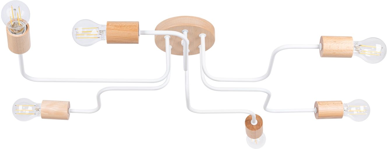 Sollux Lighting Timbo stropné svietidlo 6x15 W biela-drevená SL.1666
