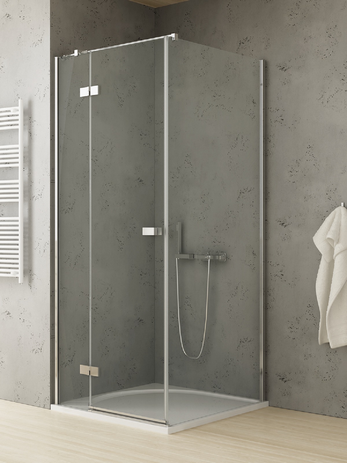 New Trendy Reflexa sprchovací kút 100x90 cm štvorcová chromová lesklé/priehľadné sklo EXK-5130